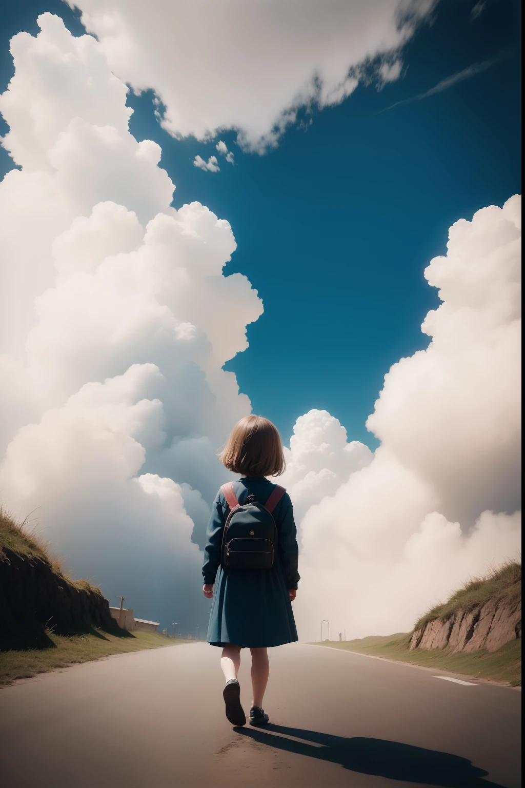 The little girl reached out to grab the clouds
