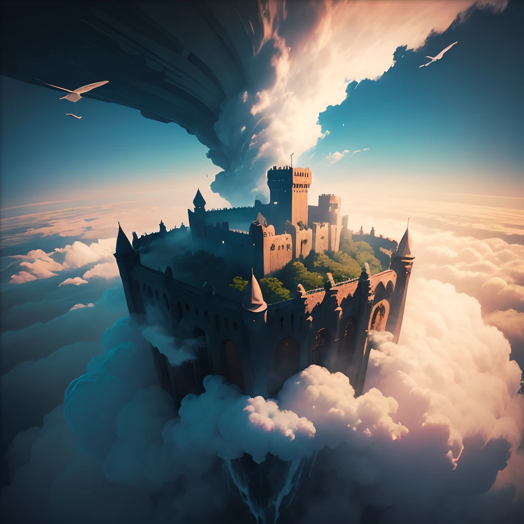 fortress flying over a sea of clouds --auto