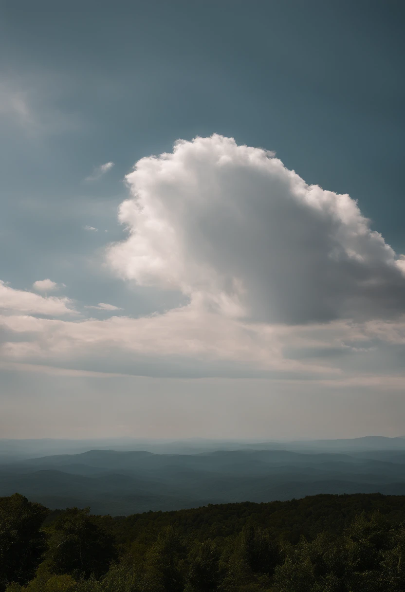 Looking down from the top of the mountains at Asheville, NC, Before the Great Storm, Nostalgic, Annual lighting display, cumulonimbus clouds, voluminetric lighting, Big sky