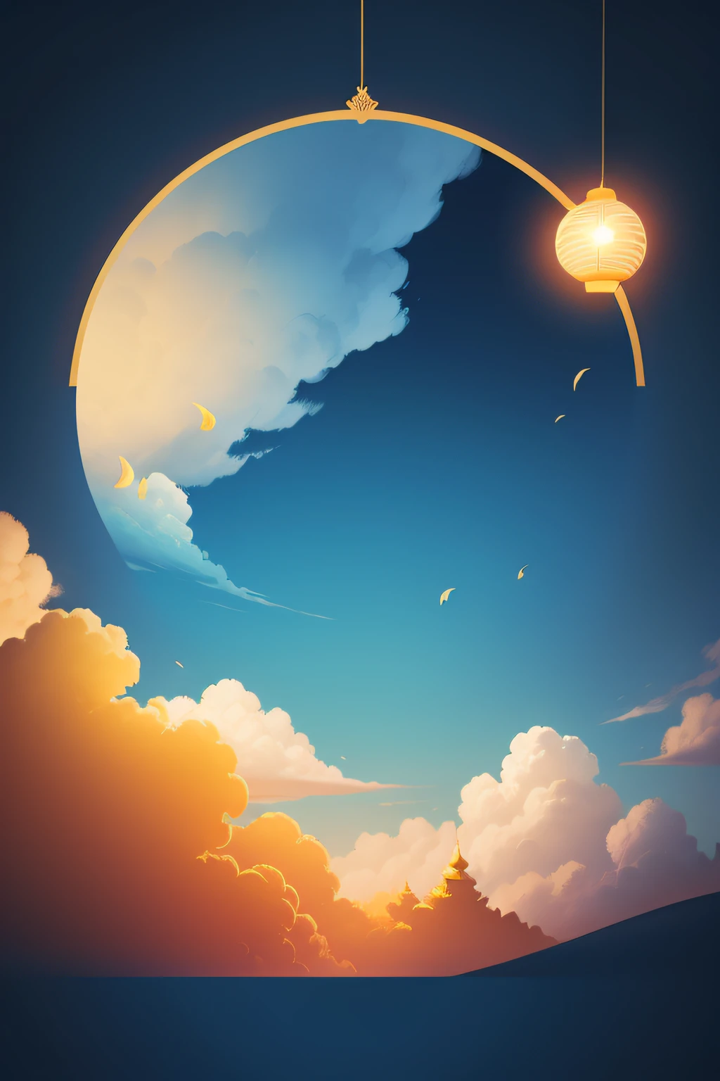 Sky blue background,No characters,No text,E-commerce background image with Mid-Autumn Festival elements