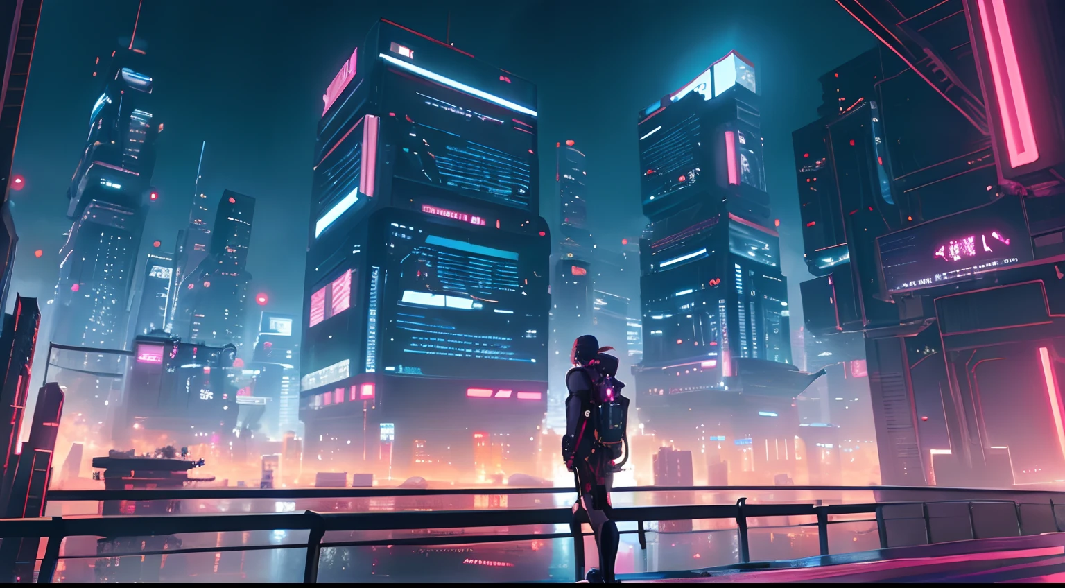 Pictures of cyberpunk cityscapes, Cyberpunk Cityscape Environment, Anime style, professional art, Perfect composition, 8K, Beautiful, Convoluted, Details