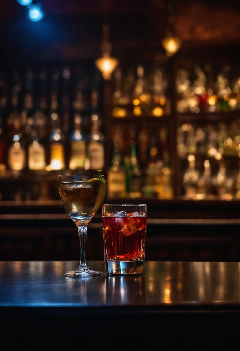 (high quality:1.2),(blur background:0.9),vibrant colors,realistic lighting,photorealistic,bar scene,out of focus background,detailed textures,dynamic composition,bokeh effect,lively atmosphere,bottles on shelves,glasses on counter,colorful cocktails,reflections on glasses,people socializing,clinking glasses,lounge music,fancy outfits,shadows and highlights,dramatic lighting,disc dimly lit,fuzzy edges to objects,crowded space,subtle smoky atmosphere