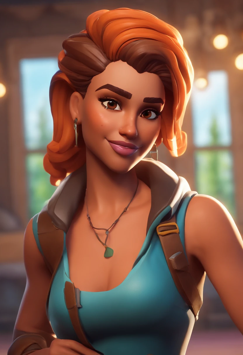 penny, personagem de fortnite, skin de fortnite, pose natural, closeup, arte em desenho, com cores pasteis