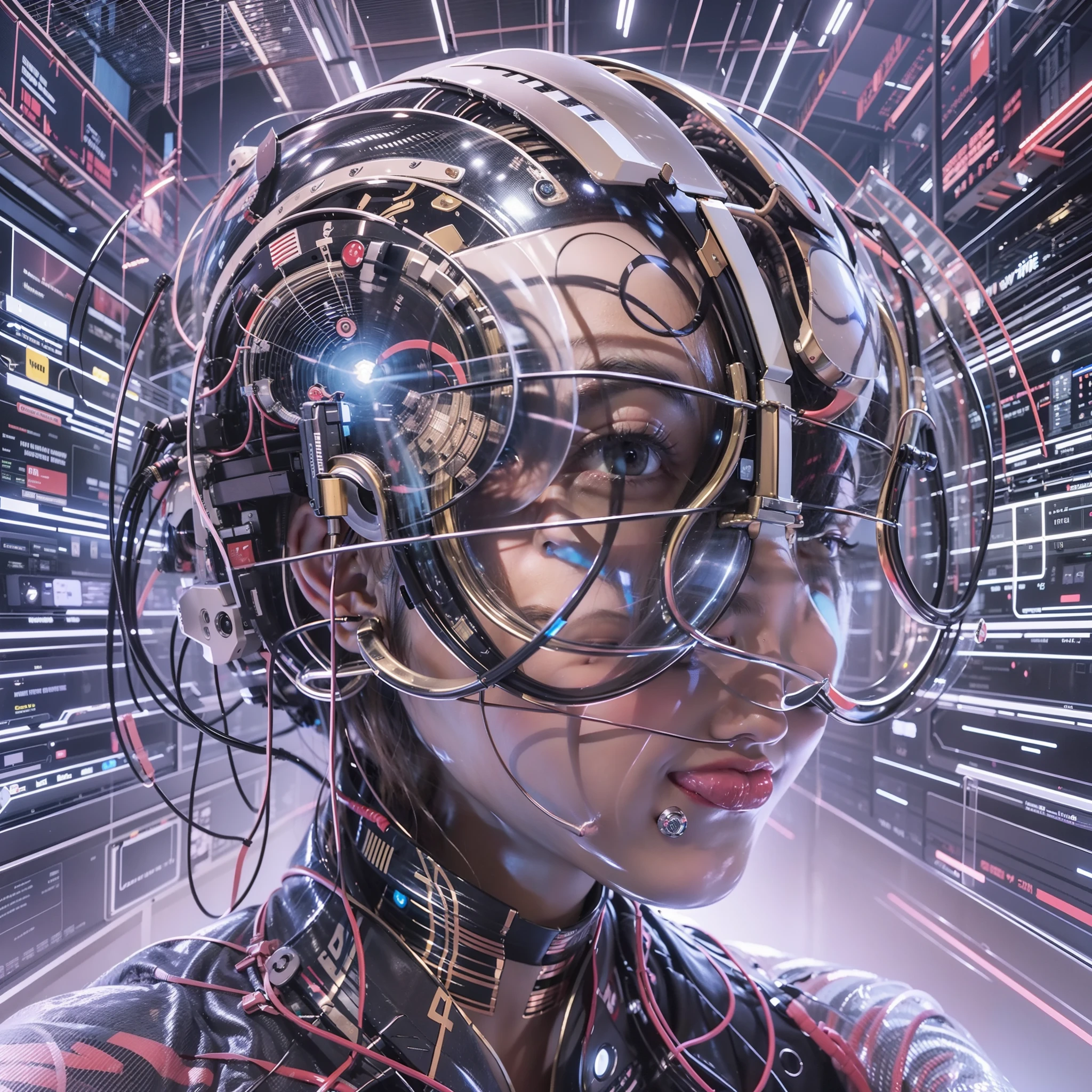 A new step for humanity, a machine that connects the brain and virtual space, the Metaverse, high image quality, high quality, innovative and comical artwork, realistic, the largest artwork of this century