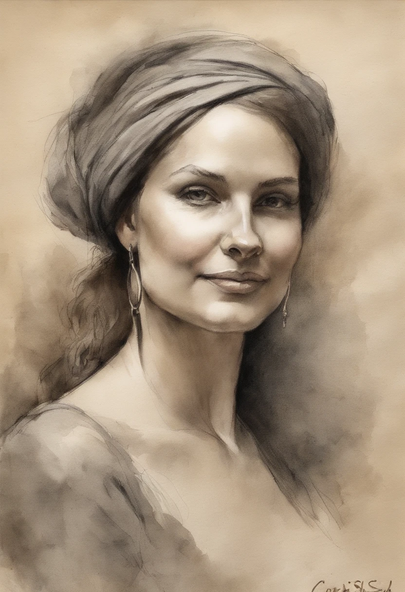 a pencil sketch of a woman , a charcoal drawing by William Twigg-Smith, CGSetnação, Arte figurativa, charcoal drawing, Pencil sketch, dynamic pose, andando