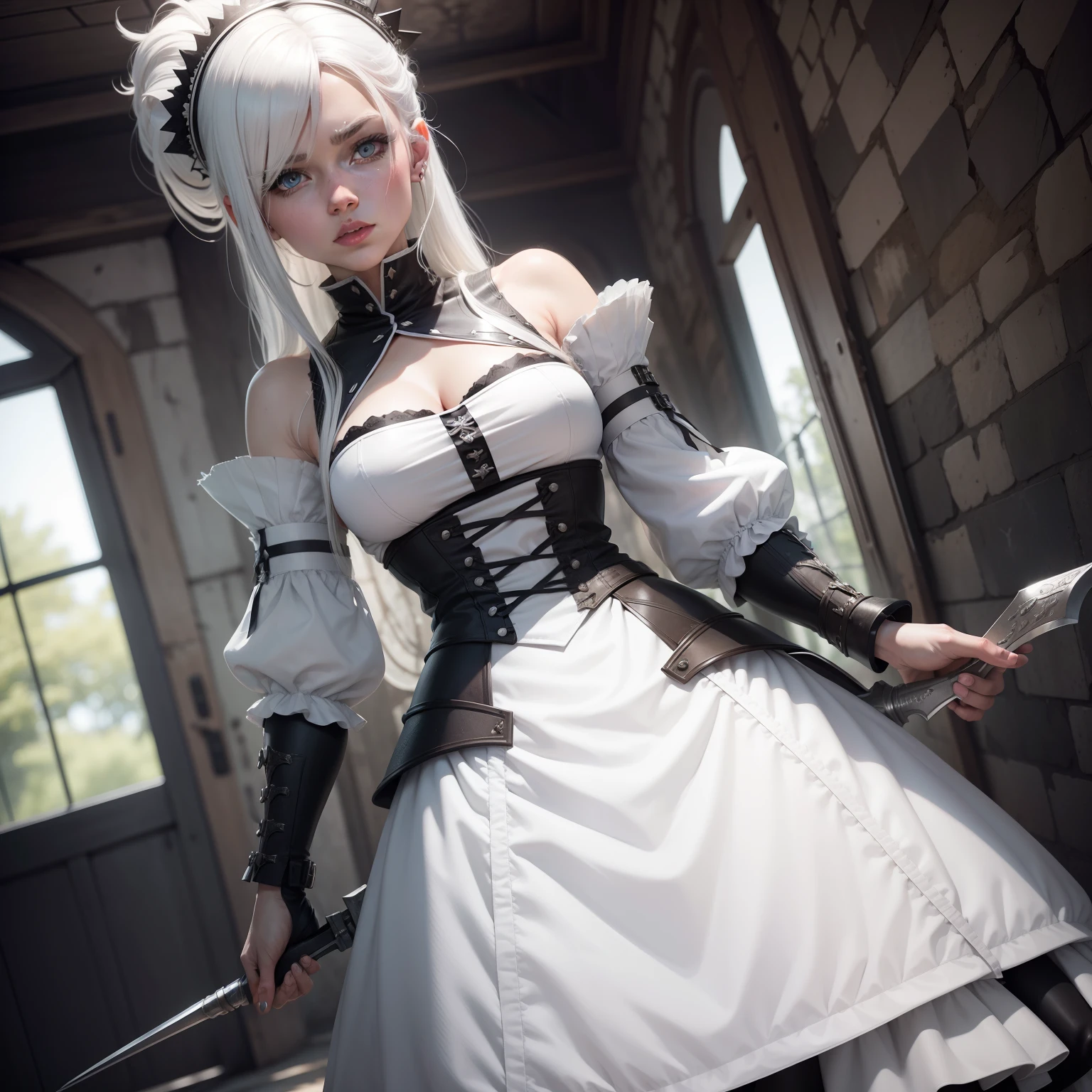 White-haired battle maid，Sick