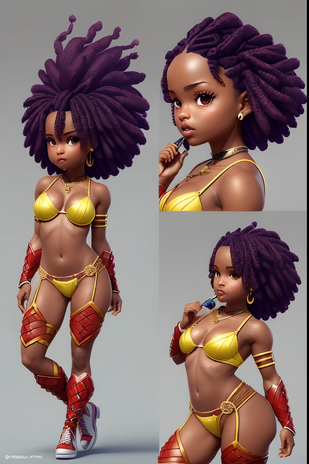 (CBZBB:1.25), Portrait of the cutest illustrationA Moreno woman, de cabelo afro cabelo caindo para frente, Rasta type but braided, holding a spear in, Shape Dana tip of spear informs of a penis, e um escudo em forma de vagina, , com belos seios corpo perfeito com , a wide thigh is beautiful a woman, com seios lindos corpo perfeito, uma coxa larga, is beautiful a destination with ,vario expression sexual pose, Erotic , art-station, ..cgi_animation, ((Estilo Art Vista de Corpo Inteiro, plano completo, vista frontal, Vista lateral, vista traseira, de personagem, Multiple views and poses, various points of view, um personagem, corpo inteiro, personagem com menos, estilo de roupa, no mesmo Estilo de cabelo, less Type of footwear, forte )):: ((whole body view, plano completo, vista frontal, vista traseira, design de personagem, Multiple views and poses, various points of view, de um personagem, corpo inteiro,, personagem com menos, estilo de roupa, no mesmo Estilo de cabelo, less Type of footwear))::