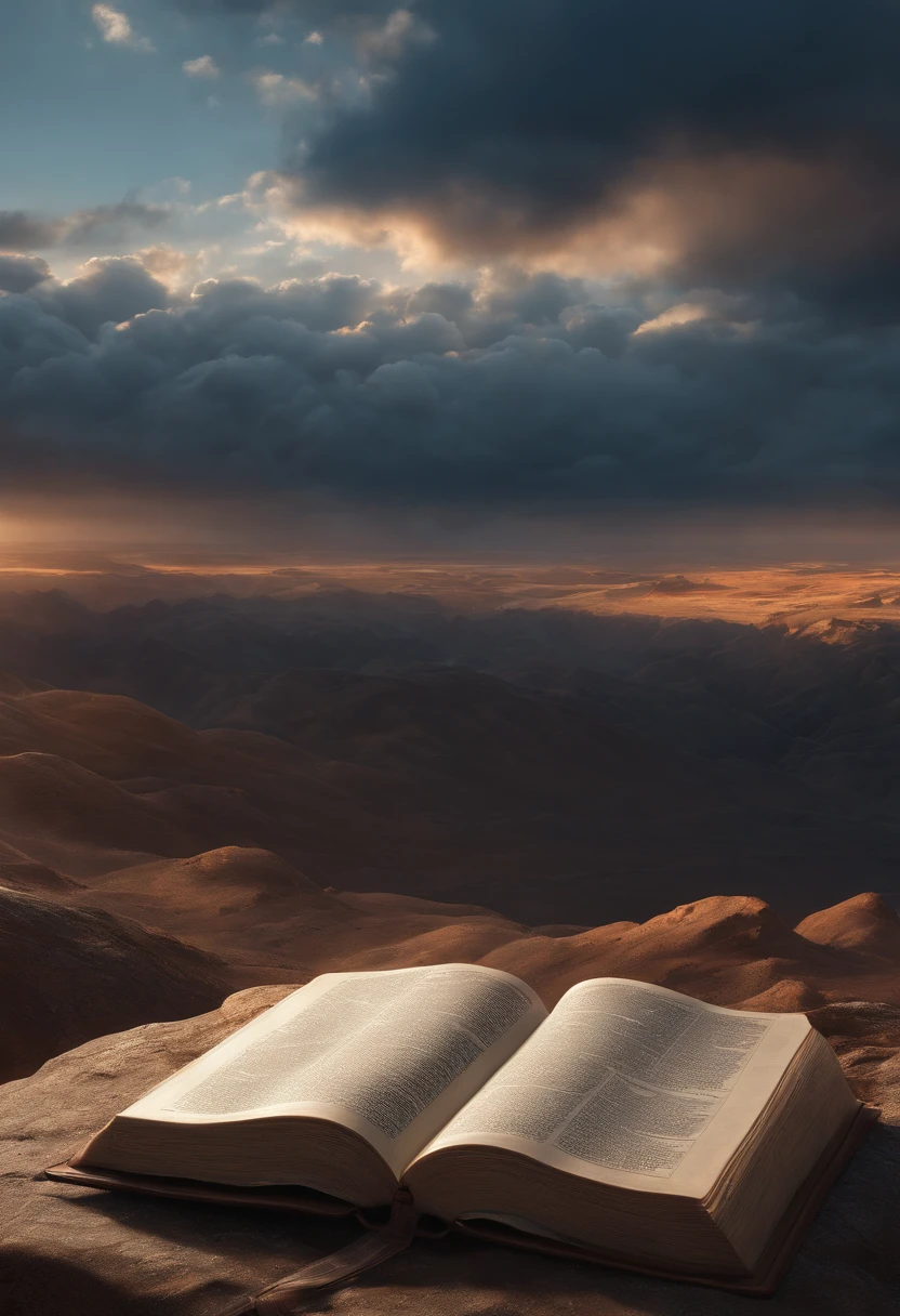 Amazing holy bible, skyscape, cinematic, Concept art, Greg Rutkowski, Ultra photoreal, Ultra detailed, Intricate details, Hyperrealistic, Octane render, 8k, Full HD