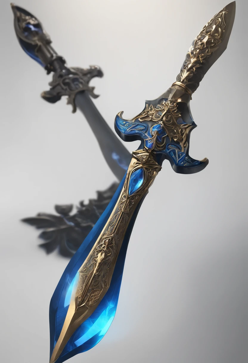 There is a pike with a blue and black design on it, bright blue soul blade, pique incandescente, estilo de pike blade, raytraced blade, espada, pique brilhante, intrincada espada de fantasia, war blade weapon, Espada Medievil, Magic Pique, pique realista
