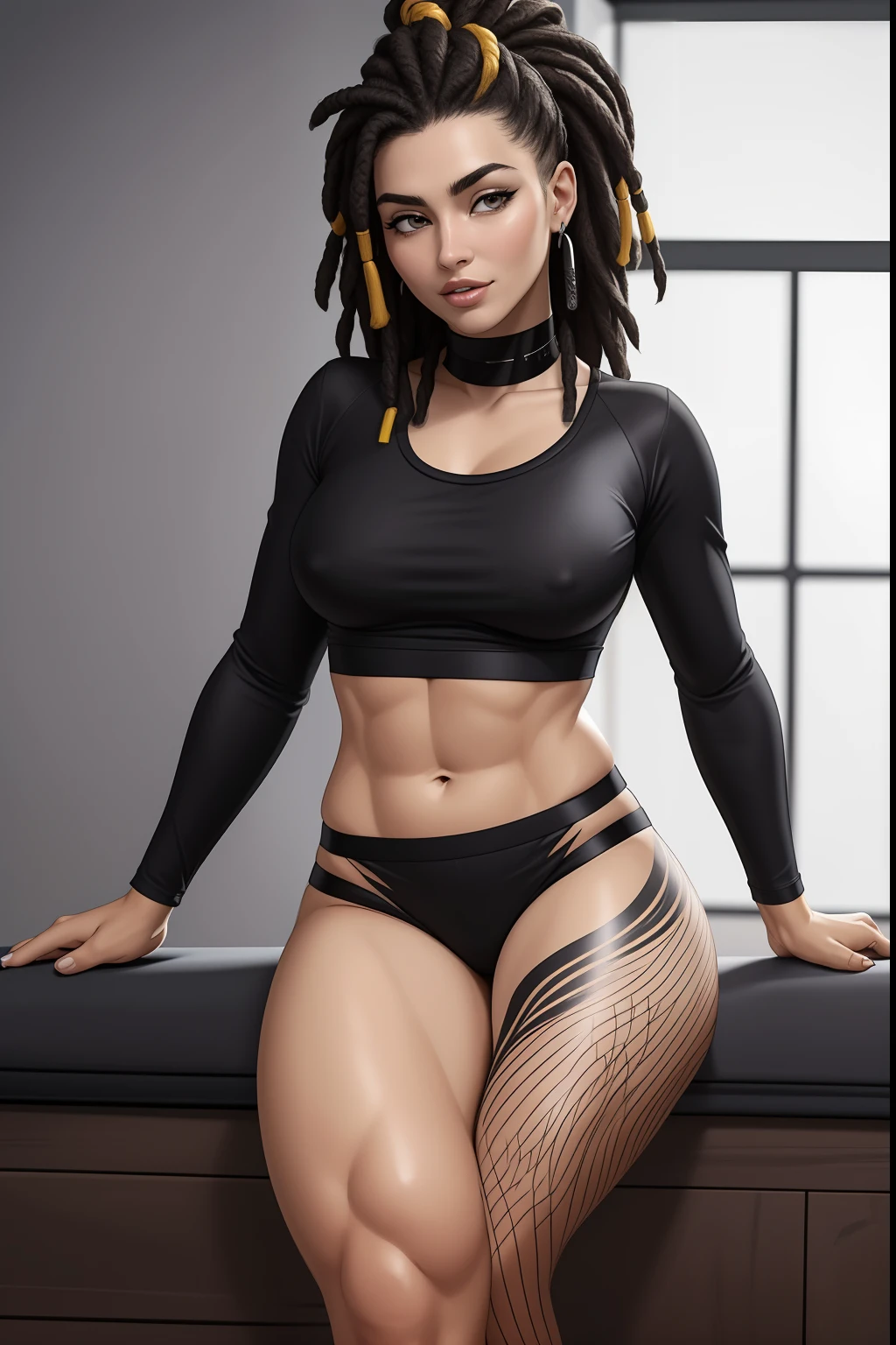 (CBZBB:1.25), Picture of cutest sec illustration , art-station, ..cgi_animation, ((Estilo Art Vista de Corpo Inteiro, plano completo, vista frontal, Vista lateral, vista traseira, de personagem, Multiple views and poses, various points of view, um personagem, corpo inteiro, personagem com menos, estilo de roupa, no mesmo Estilo de cabelo, less Type of footwear, forte )):: ((whole body view, plano completo, vista frontal, vista traseira, design de personagem, Multiple views and poses, various points of view, de um personagem, corpo inteiro,, personagem com menos, estilo de roupa, no mesmo Estilo de cabelo, less Type of footwear))::garota,peito chato,sem top dress,calcinha,Cubra com os dedos,senta-se com as pernas abertas,Fachada Uma mulher Moreno, uma mulher bissexual, , e mulher sexy,ra-prima, melhor qualidade, corpo inteiro,, olhos azuis, acabaram, bunda pea, pernas perfeitas, Perfect leg clearance, Calcinha Aberta Renda Preta, boca aberta, Fishnets, cena do distrito da luz vermelha, sexy positionetalhes intrincados, tatuagens, Windows, Accessories, brincos, Fishnets cabelo afro caindo para a frente, Rasta type but braided, com belos seios corpo perfcom , a wide thigh is beautiful a woman, com seios lindos corpo peo, uma coxa larga, is beautiful a destination with ,vario expression sexual pose, Erotic(estilote em quadrin(Soap-Committee on ArtStation estilo de arte), whole body view, Tiro completo, Front view, Backview, design de personagens, folha de caracteres, , desgaste casual, academia sombria, pele escura, black tight compression shirt, camisa de basquete entregando em seu quadril, loose grey basketball shorts of medium thigh length, mulheres amadurecidas, dreads pretos curtos, Golden and silver hair and body accessories, Tattoos on the arm, katana vermelha em suas costas, olhos cinzentos claros e azuis, destaques fortes, Sharp contours,