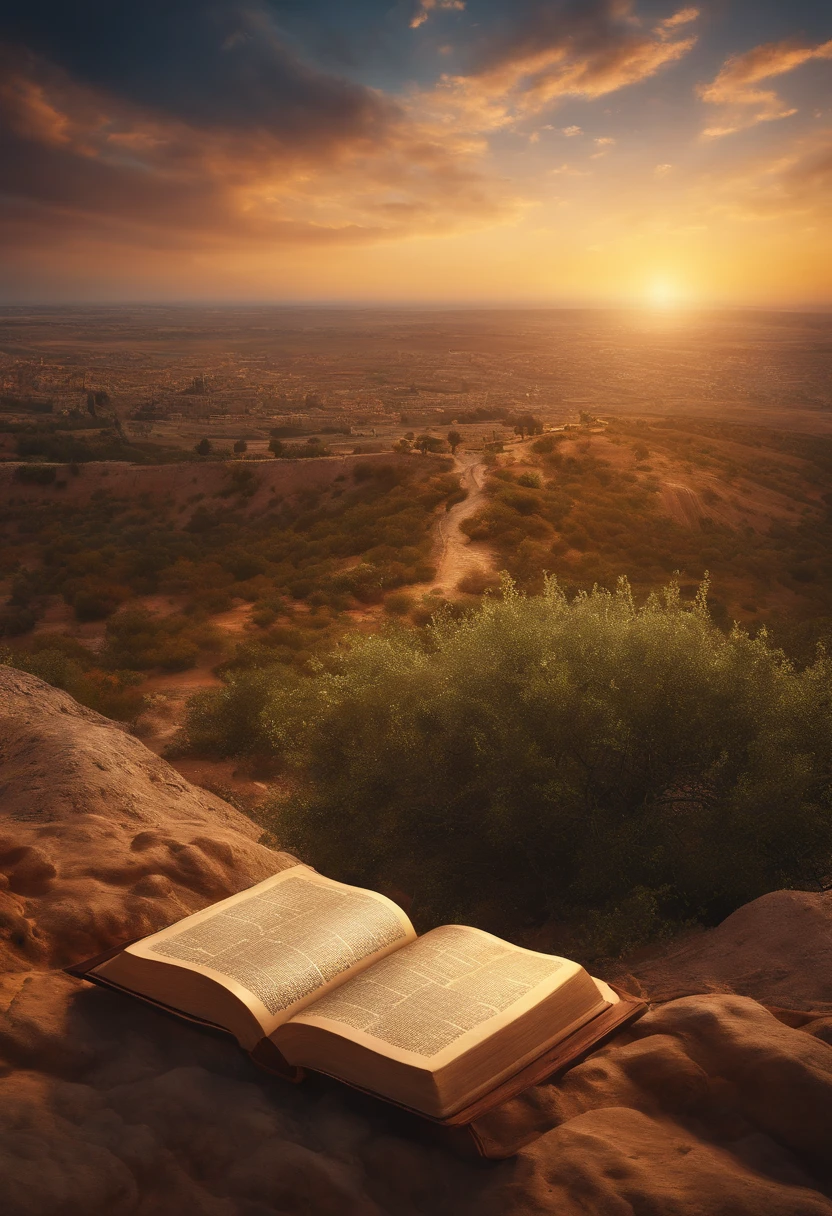 Amazing Holy Bible,, Landscape in the skies, cinemactic, Israel and Jerusalem, ultra fotorreal, ultra detalhado, detalhes intrincados, hiper-realista, octan render, 8k, Full HD