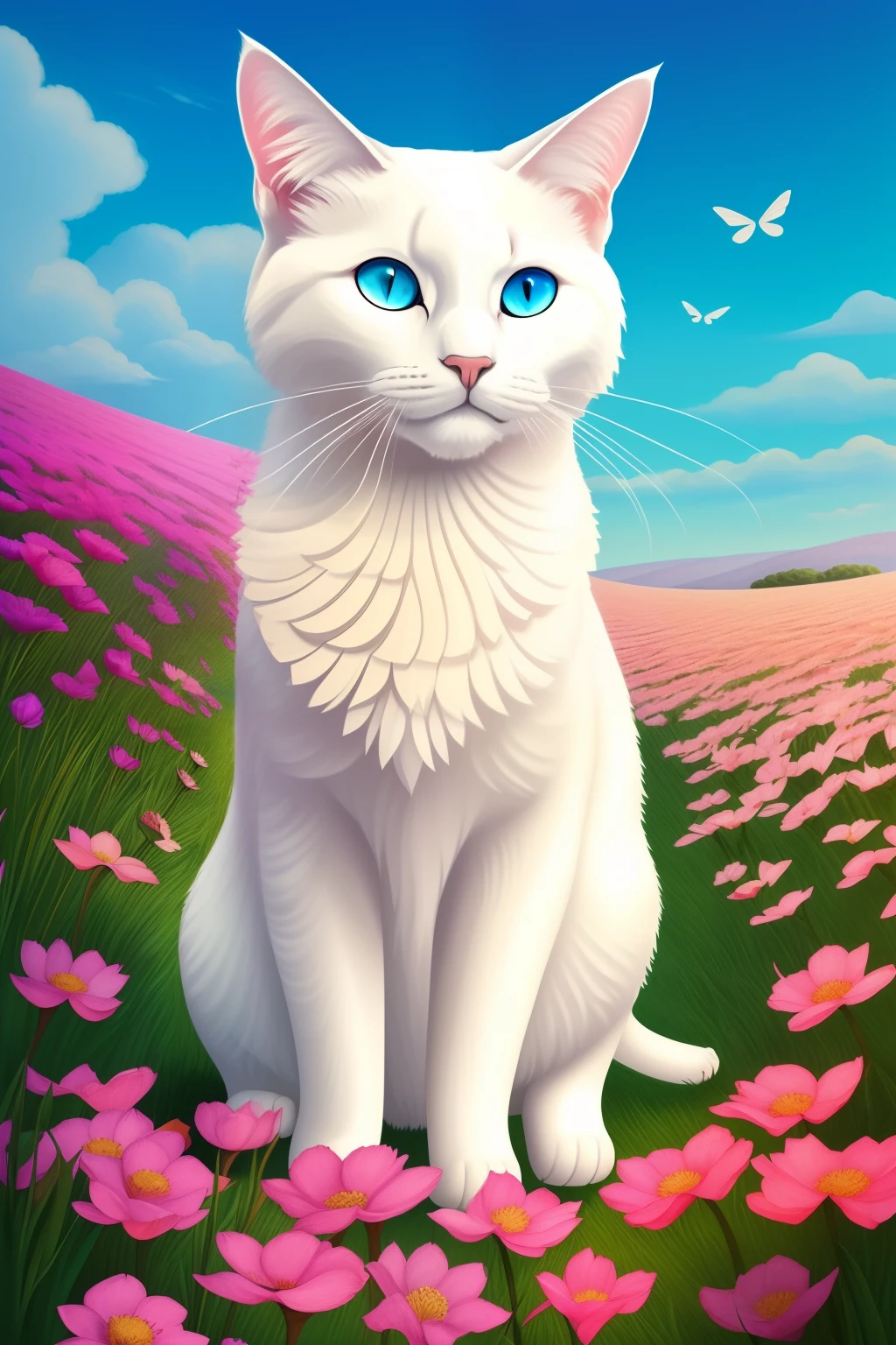 arte em papel,There is a blue-eyed cat surrounded by flowers, Arte digital altamente detalhada em 4k, arte digital detalhada bonito, Arte digital detalhada em 4k, pintura detalhada 4K, Arte bonita UHD 4K, Beeple e Jeremias Ketner, bela arte digital, intrincada pintura digital, gato detalhado, lindo arte digital, Arte 3D digital detalhada, arte digital altamente detalhada