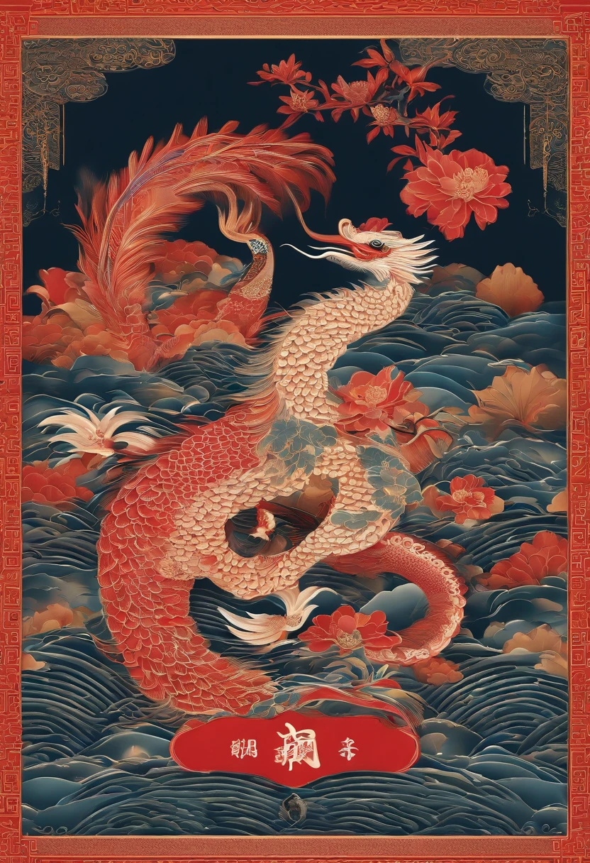 Noisy album cover,The main object is a bottle of baijiu with a theme of Chinese mythology and intricate patterns