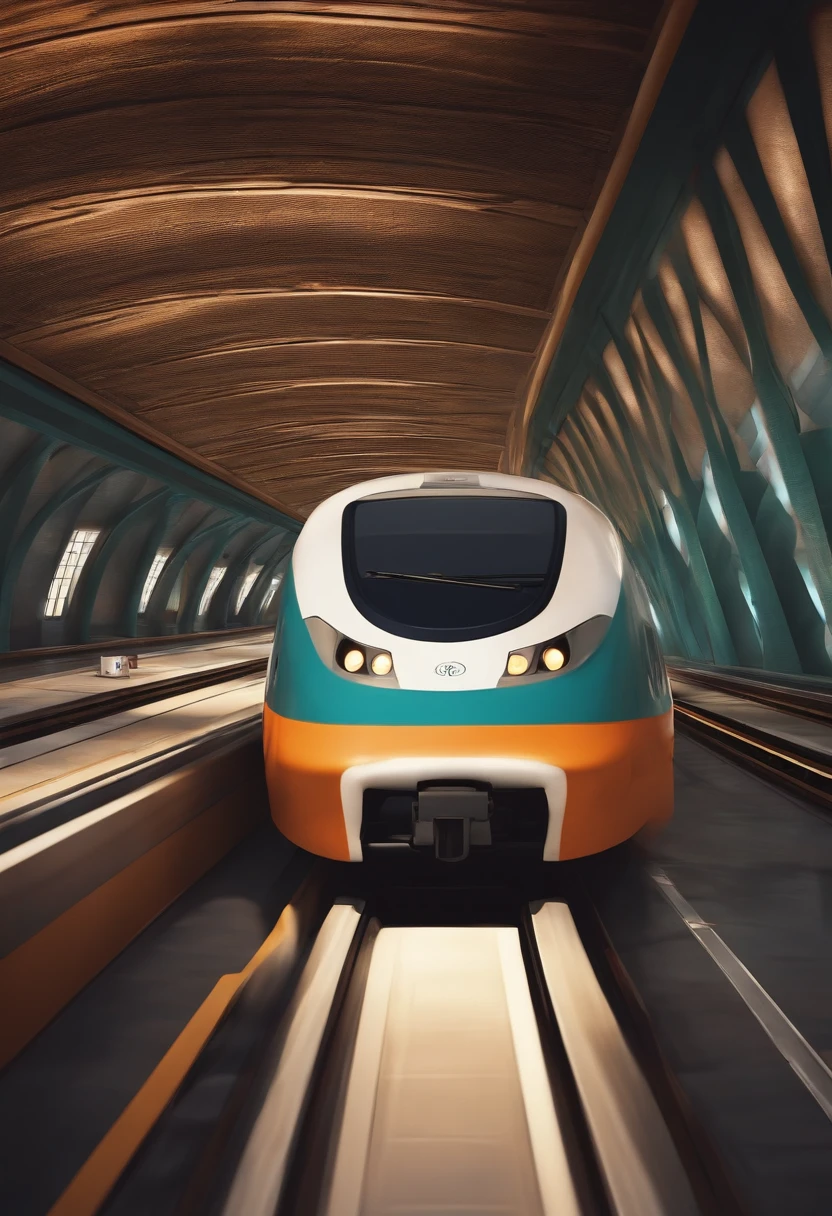 Cartoon-style underground high-speed rail platform