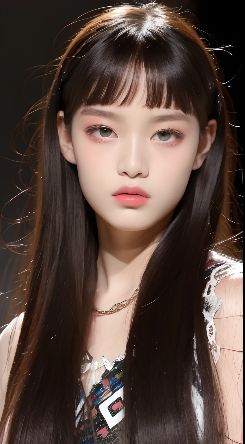 one African model , hair model, Unique hair details, Harajuku fashion, Near future , double eyelid, plump lips, professional makeup
