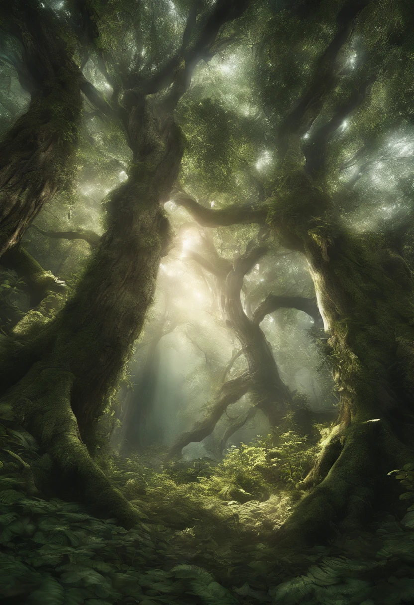 (((obra-prima))), melhor qualidade, illustration,
A mystical forest with giant trees and magical beings hidden among the branches, 8k, alta qualidade, outer space, Papel_cortar,
