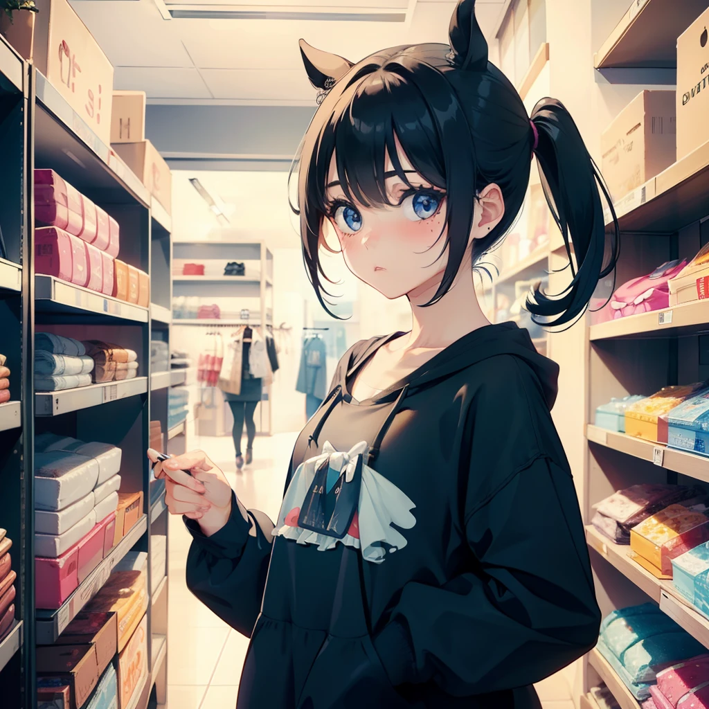 1 beauty,Watery Big Eyes,Pouting,long eyelasher,falda corta,horse tails,Blushlush,In clothing stores,