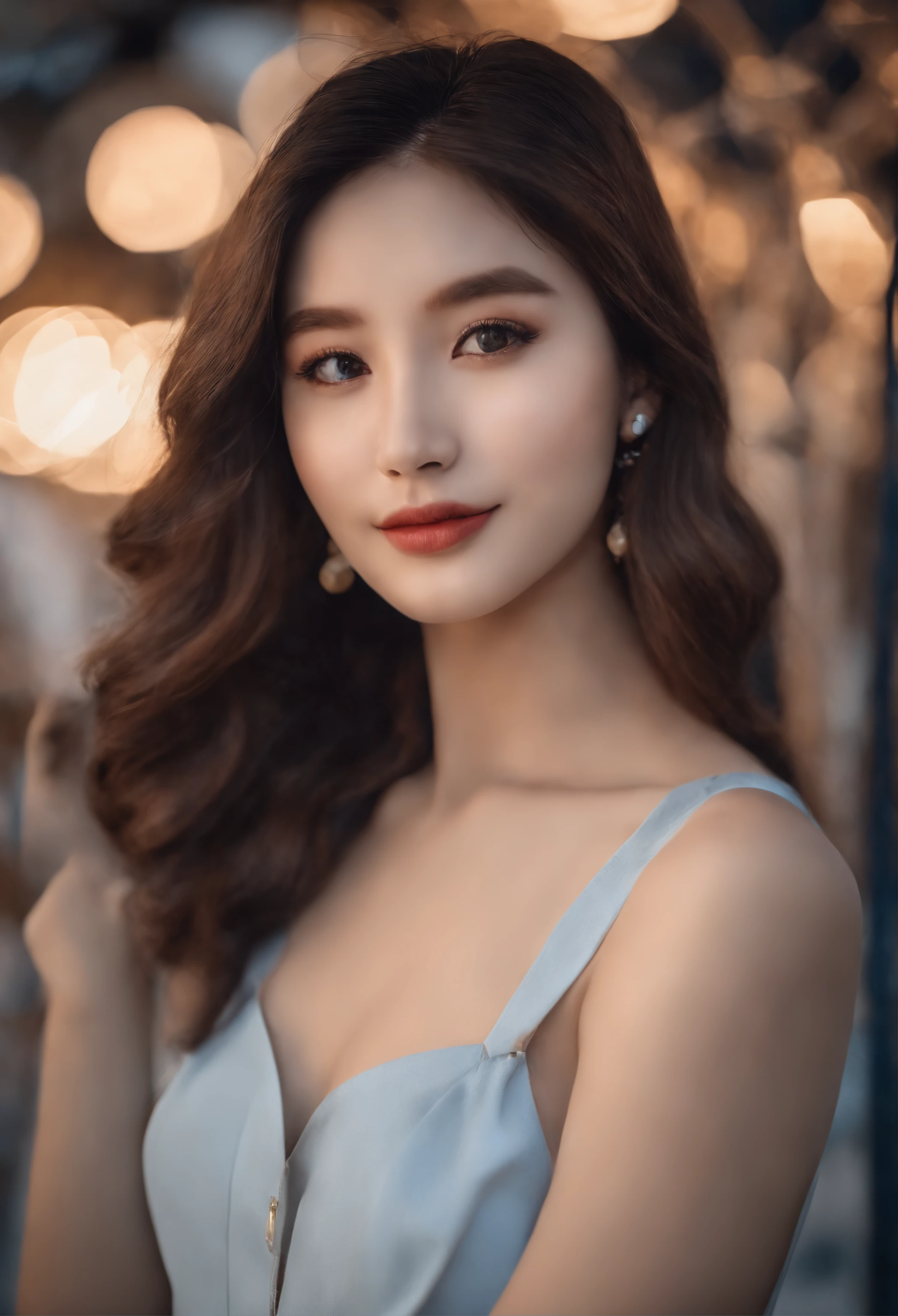 Ultra photo realsisim，poster for，hyper realisitc，（Delicate facial features1.5）（Super delicate hand 1.6）（Fair skin type 1.5），Gentle lighting，（Sunshine 1.3）Super light and shadow，A 19-year-old boy leads an 18-year-old girl，blissful，sweet，ssmile，closeup cleavage（50mm focal length），（Boy's white shirt，Casual trousers 1.3），（Girls light blue denim back strap cropped pants 1.3，Little white socks）Little white shoes for couples，Amusement park Ferris wheel background，（Idol drama style 1.2）Hyper-realistic，Extreme light chasing，（Delicate skin1.5），Photorealistic photos，closeup cleavage