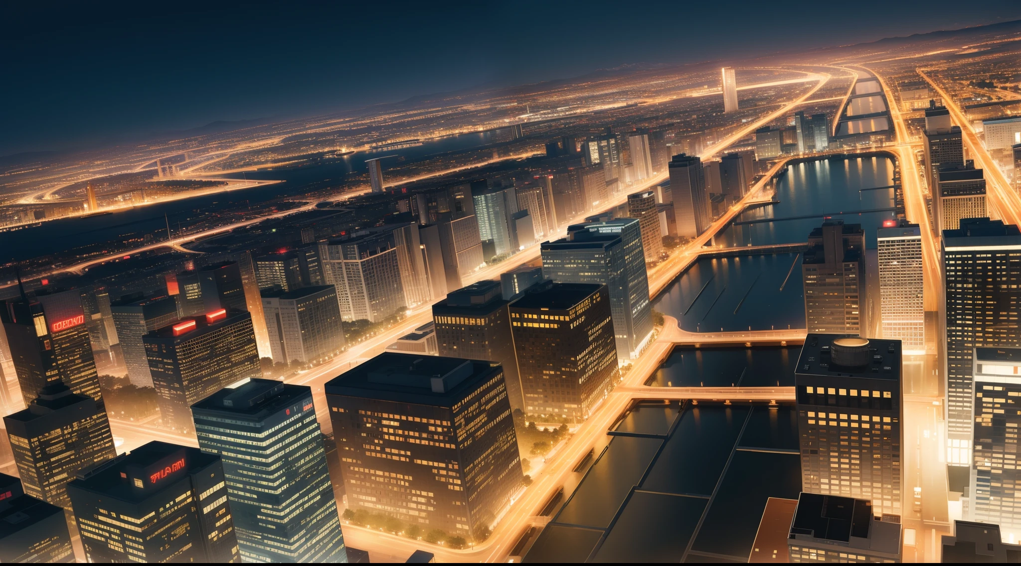 big empty city background, night time,