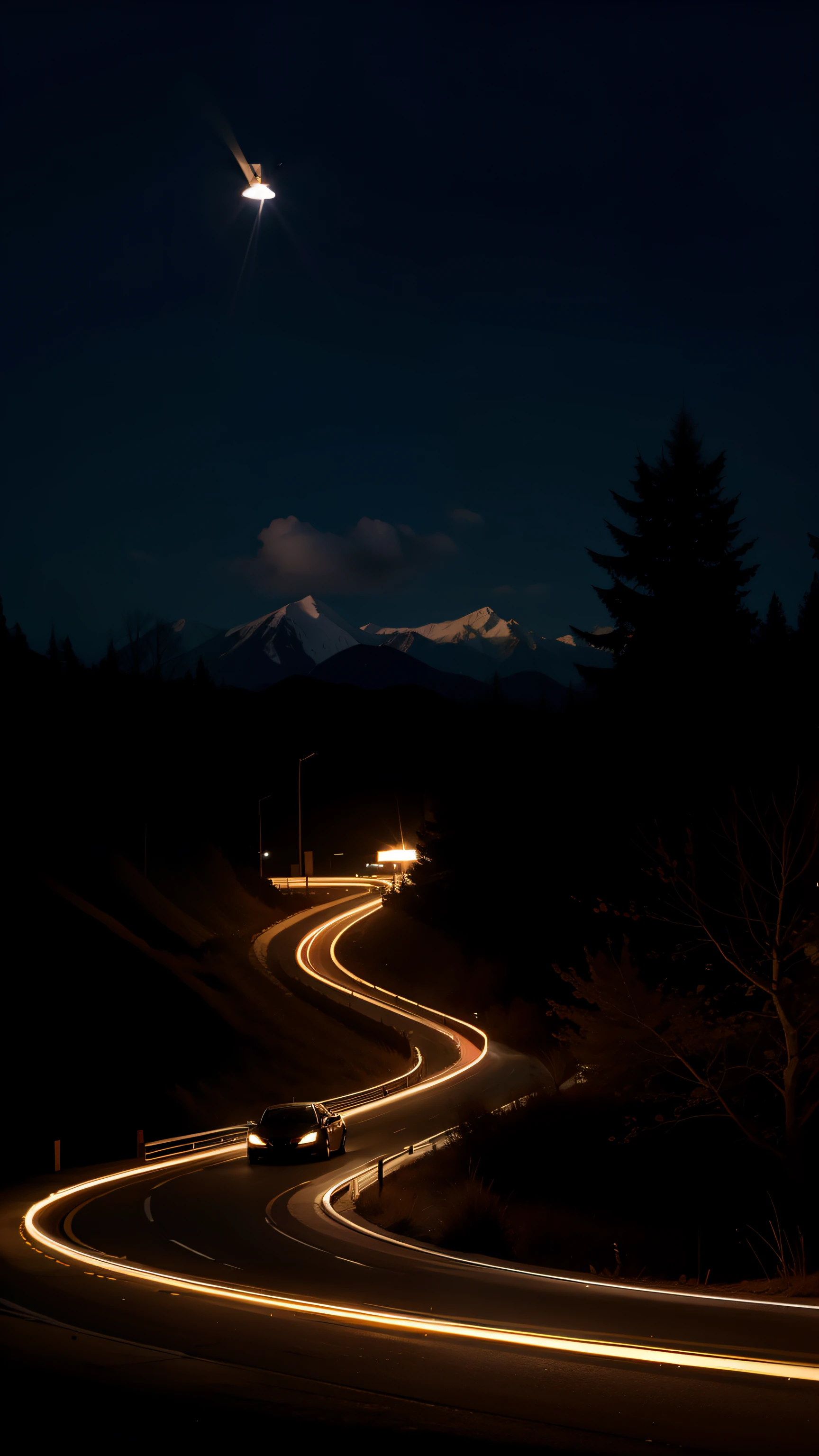 Car lights，Light track。