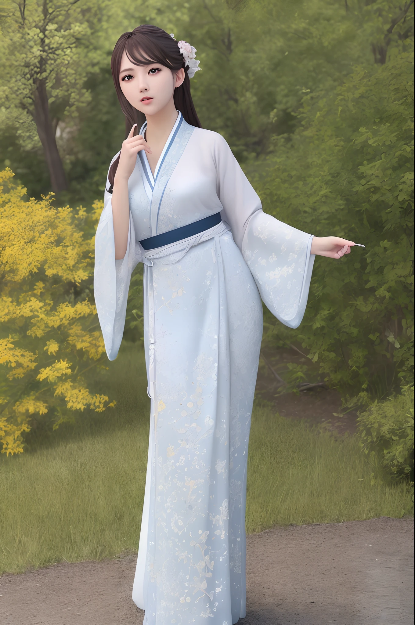 ulzzang-6500-v1.1, (raw photo: 1.2), (photorealistic: 1.4)) best quality, beautiful, beautiful, beautiful, extremely detailed, CG, unity,8k amazing wallpaper, beautiful detail, masterpiece, best quality, official art, very detailed CG unity 8k wallpaper, ridiculous, unbelievably ridiculous, huge file size, super detailed, high resolution, very detailed, beautiful detailed girl, very detailed eyes and face, beautiful detailed eyes, movie lighting, 1 girl, perspective, looking at the audience, full body, full body photo, outdoors, hands behind your back, (Hanfu), hold a glass of beer