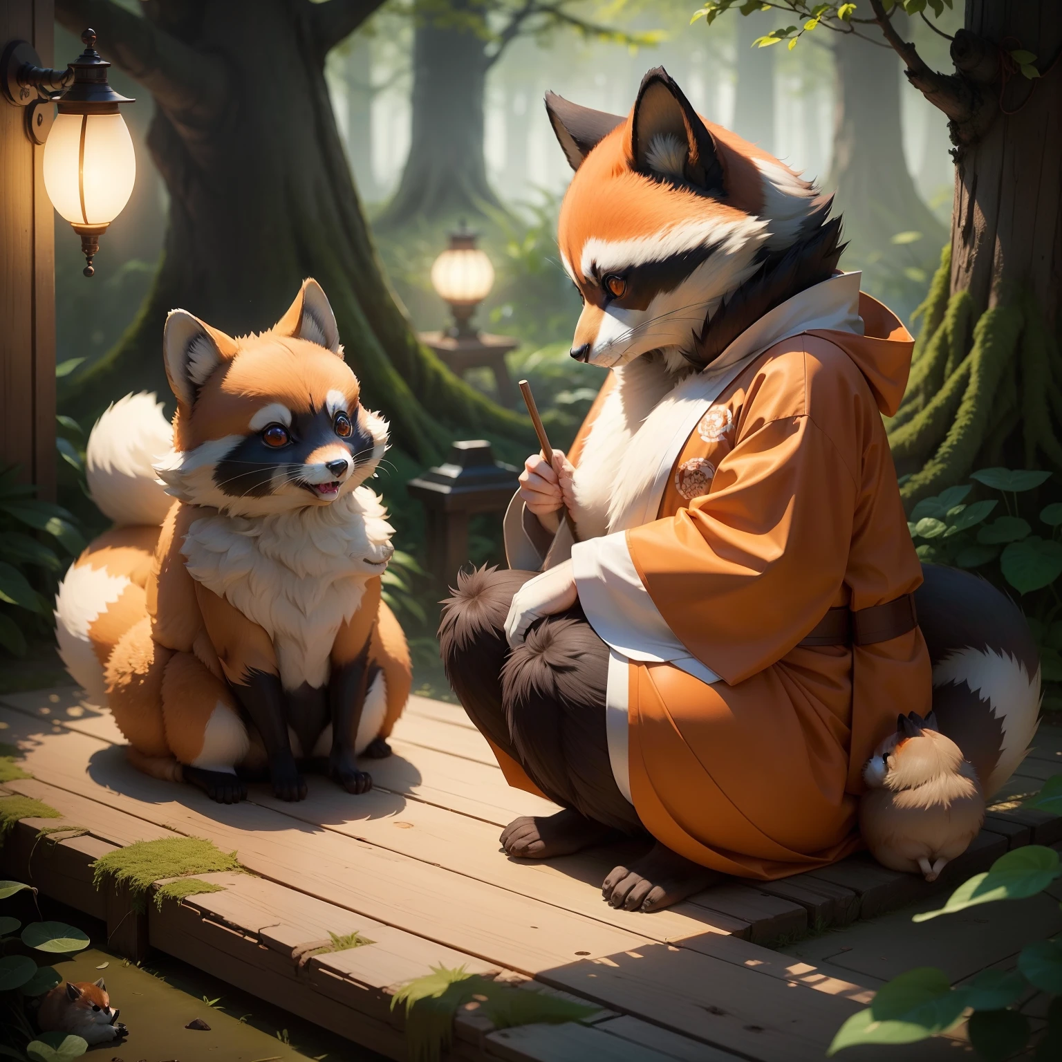 Kitsune and Tanuki、Round character design