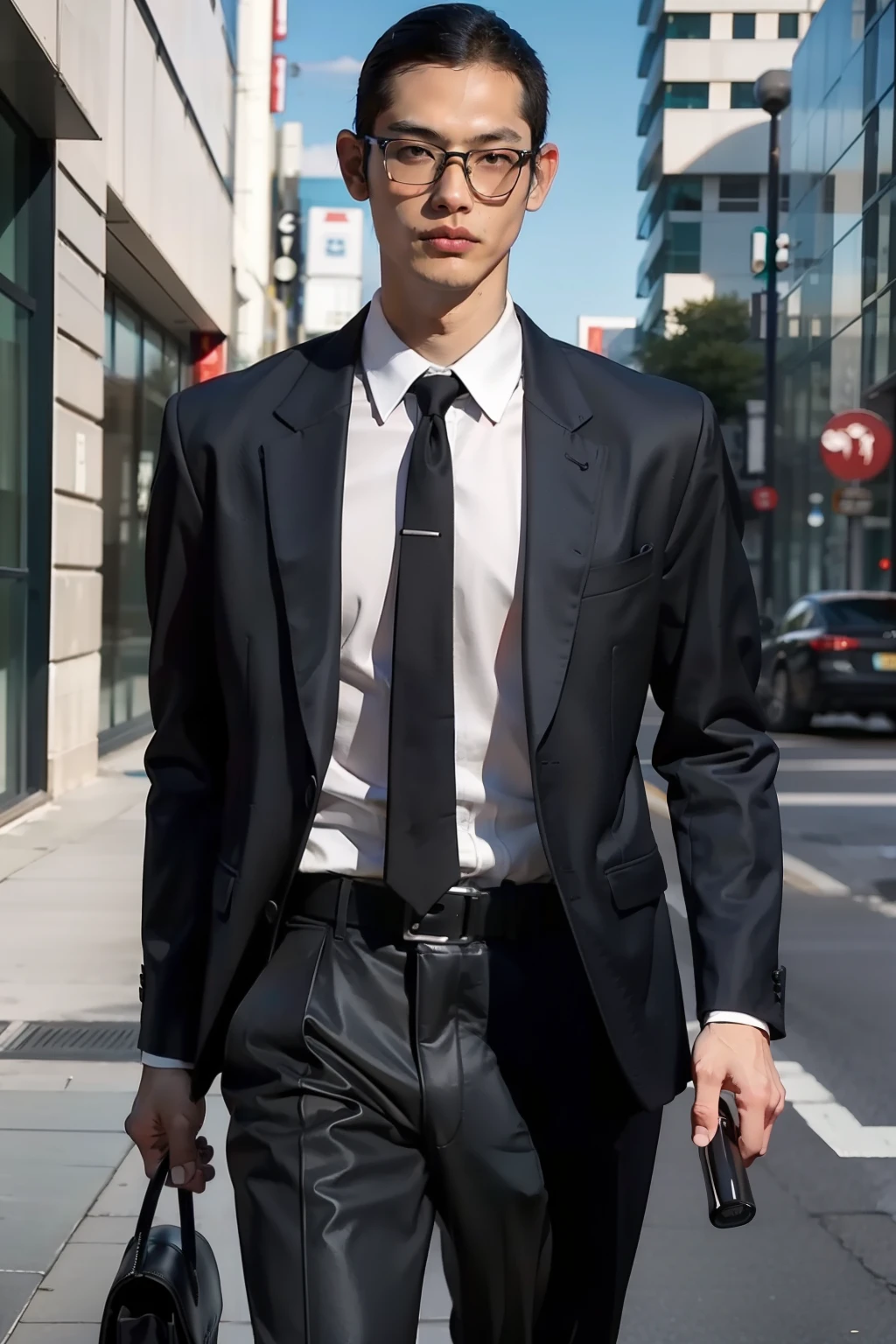 1boy, teacher, blazer and business suit, nerd, glasses, realistic, short hair, full body, wide angle, 8k, photography, japan teacher, full body, standing