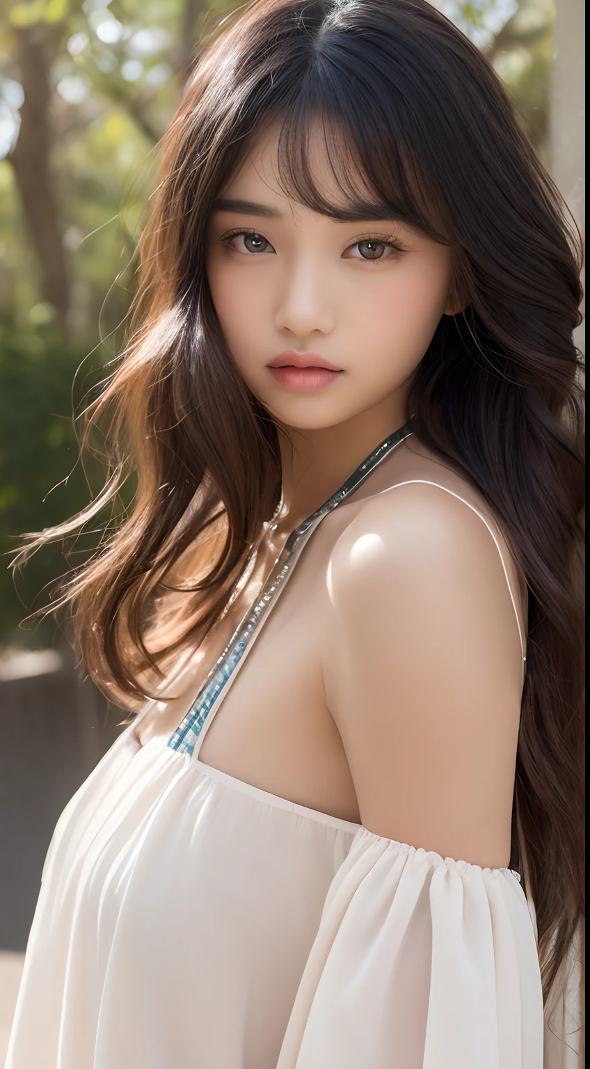 a close up of a woman with long hair and a white dress, best body,Korean girl, Gorgeous young Korean woman, gorgeous chinese models, beautiful Korean women, trending at cgstation, 2 2 years old, 2 8 years old, 2 7 years old, Beautiful young Korean woman, bbwchan, 2 3 years old, 2 9 years old, 21 years old