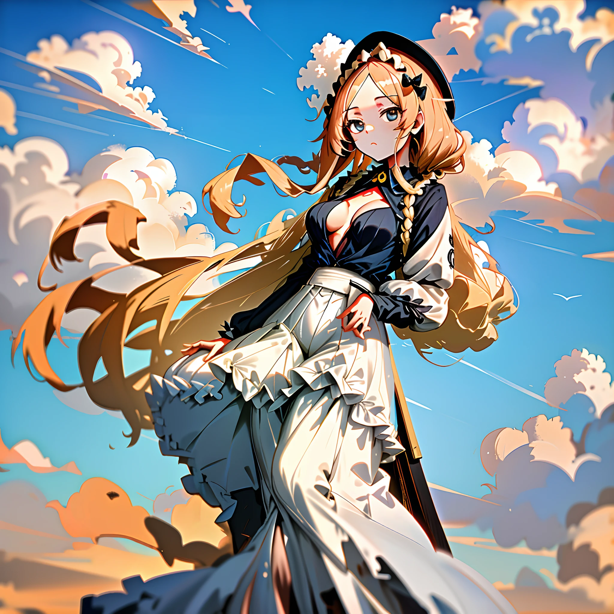 To the cloud（9.6）,Kizi,,beautifull puffy clouds,anime big breast,on cloud