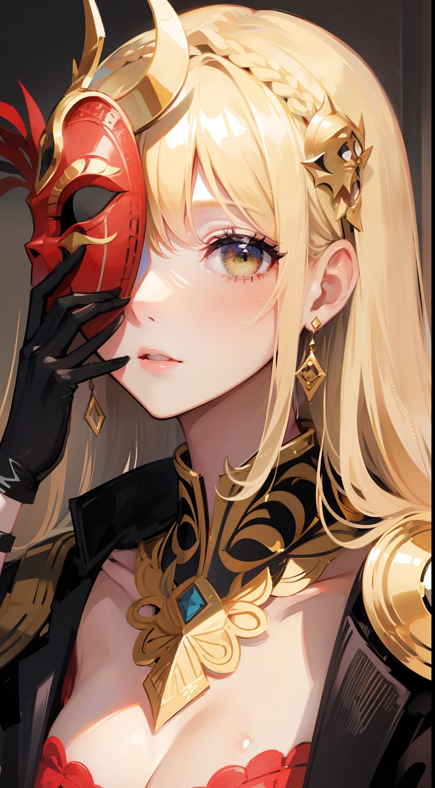 woman in decorate masquerade mask, covered face, mask on face