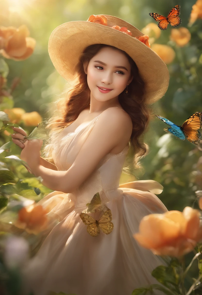 Ghibli colors,countryside,By the creek,Fruits and vegetables,Dragonfly butterfly,Cartoon heals,Various small animals and healing lines for little girls,(Sunshine 1.3)Super detailed graphics,Smooth skin,Cinematic lighting effects,Extreme light and shadow,Extreme light chasing,warmly lit,and harmonious,peacful (smile1.1)(Wide angle 1.6)Fairy Tale Kingdom,little bear,closeup cleavage,The eyes are hopeful