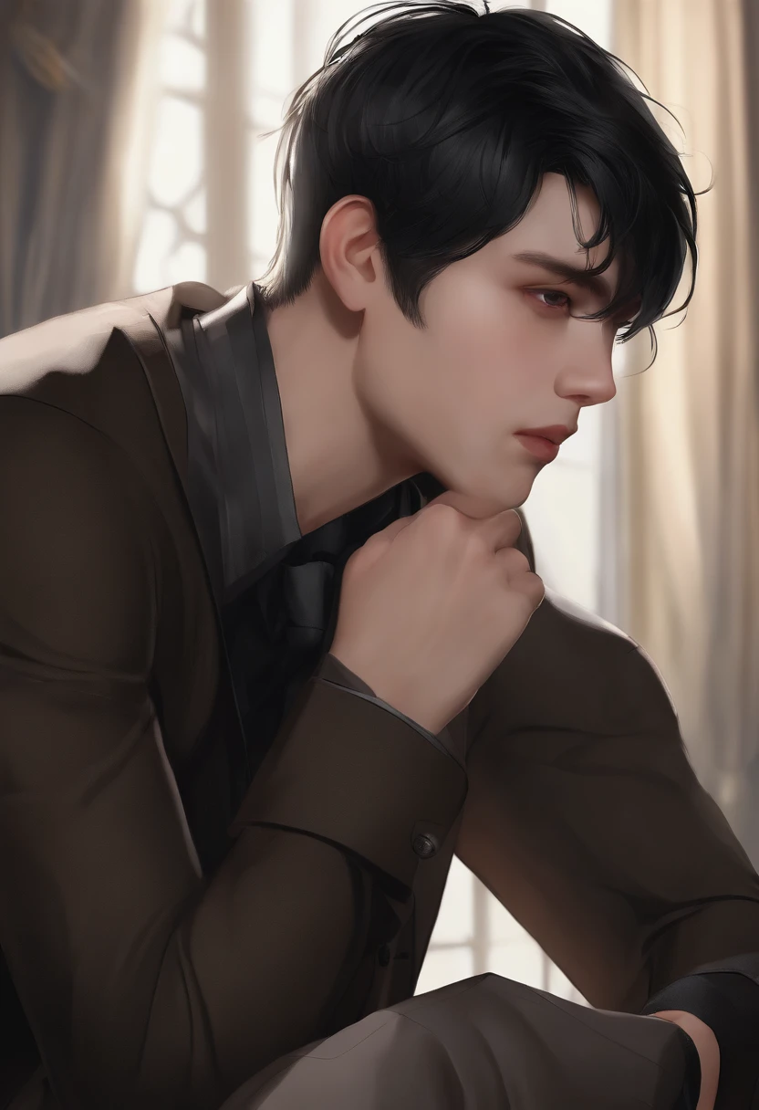 (((absurderes))), (((Best quality))),A boy with short black hair,Sitting weakly,The eyes were empty and there was no expression,Blood stains on the face,realisticlying