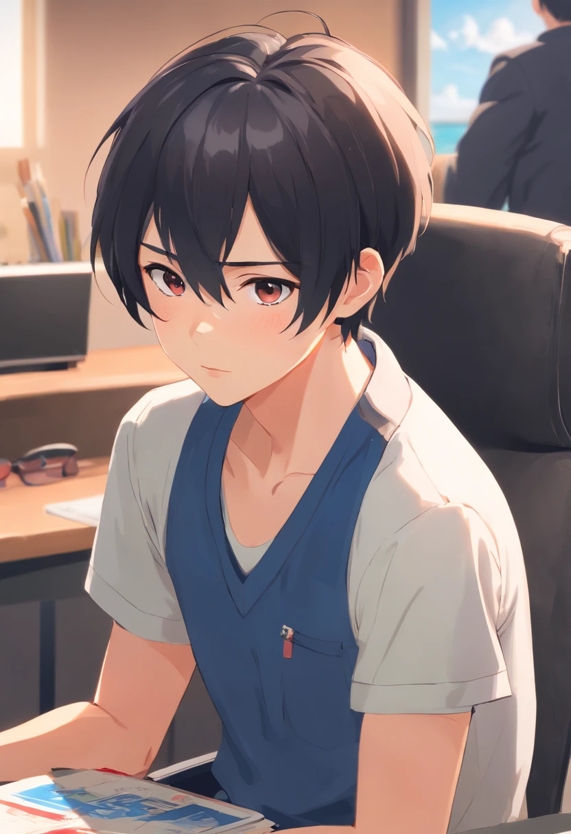 (((absurderes))), (((Best quality))),A boy with short black hair,Sit weakly,Empty eyes,face expressionless,Blood stains on the face,realisticlying
