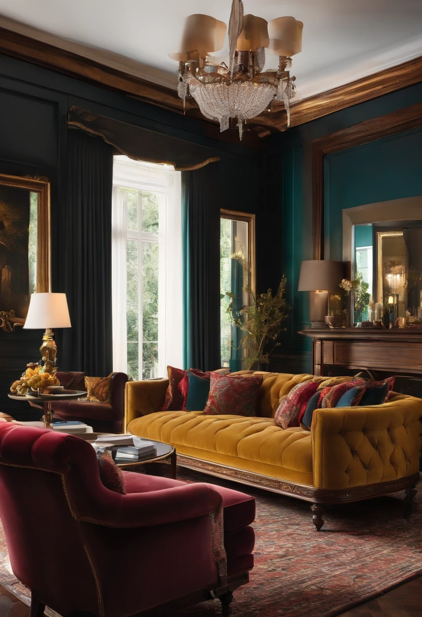 luxury livingroom, walnut sofa