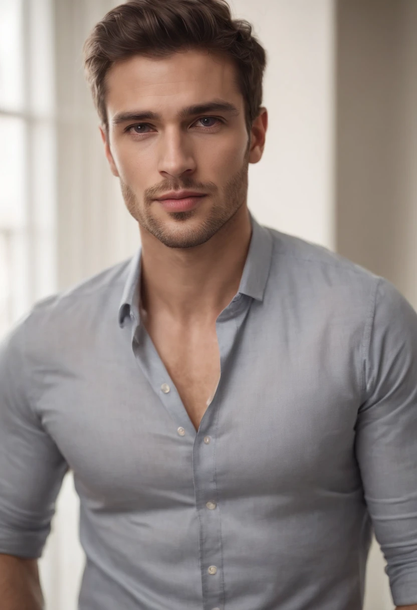 Homem em torno de 28 anos, CABELOS RUIVOS NATURAIS, SEM CAMISA, PELO NO CORPO, VESTINDO APENAS TOALHA NA CINTURA, esvelto, Luz de velas em um ambiente ESCURO, Ultra sharp focus, tiro realista, SEM CAMISA