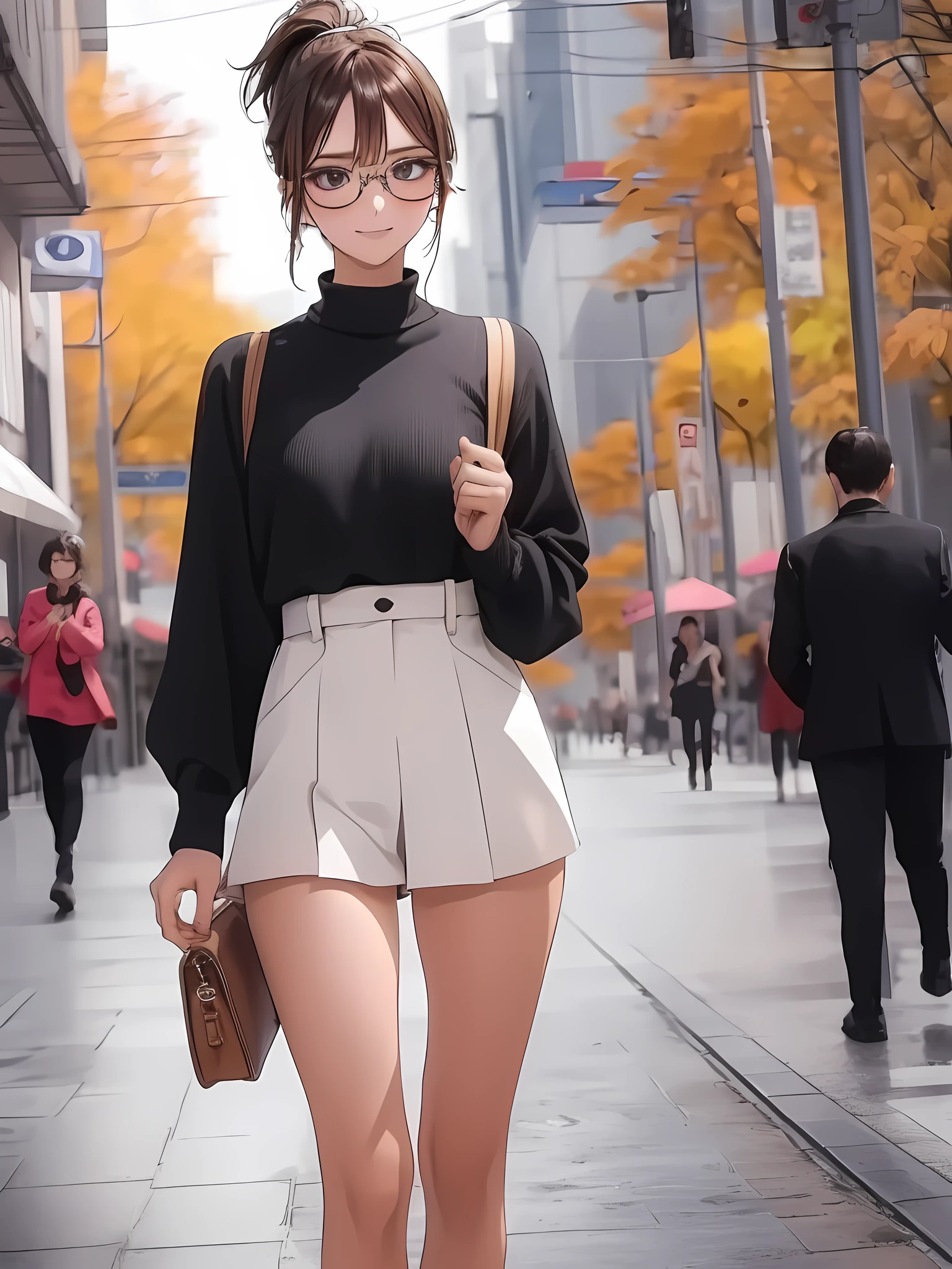 (Best Quality:1.2), (Beautiful detailed:1.2), (Detailed eyes and skin), (detailed facial features), nffsw, Perfect Style, Beautiful face, Anatomically correct, Highly detailed face and skin texture, Glossy skin, Ayana_2nd, BREAK (1girl:1.3), (solo), (ponytail:1.2), (cute glasses:1.3), Perfect Eyes, Symmetry Eyes, (Black eyes:1.2),