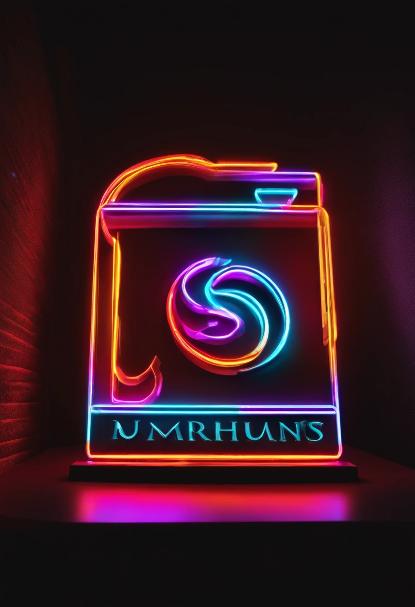 um logotipo utilizando os simbolos 1/4 onde o background aparece um lindo quarto arrumado e bem mobiliando utilizando luzes em led