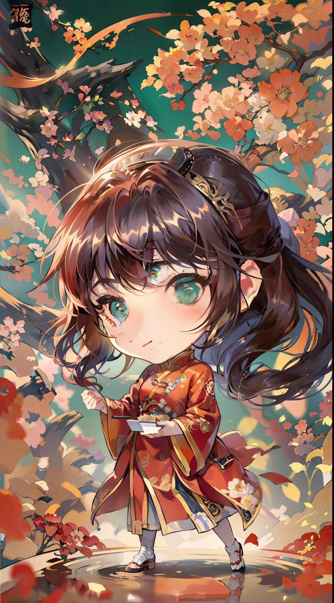 chibi manga legend of vader anime vh1, in the style of miho hirano, dynamic and action-packed scenes, Gaston Bussière, chinese new year festivities, ross tran, charming character illustrations, light red and bronze --ar 73:88 --s 750 --niji 5, (full body:1.4), --auto