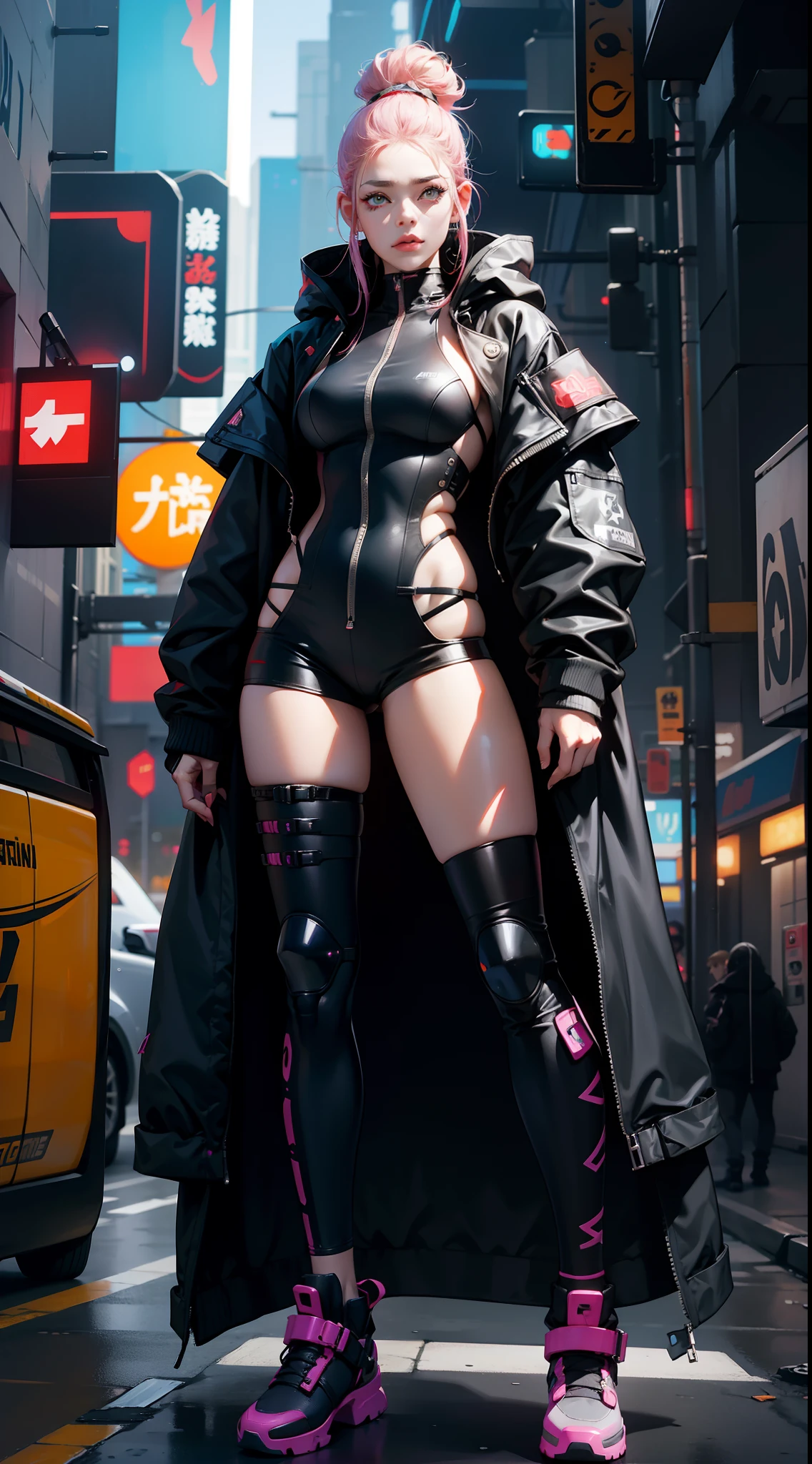 uma mulher com uma roupa futurista segurando uma arma em uma cidade, cabelo laranja, estilo de arte cyberpunk, arte digital do anime cyberpunk, cyberpunk themed art, arte de anime cyberpunk, cyberpunk digital - arte de anime, arte cyberpunk anime, garota anime cyberpunk, Judy Alvarez cyberpunk, Jackie Welles Cyberpunk, menina de anime cyberpunk feminino, no estilo cyberpunk, cyberpunk menina bonita, Arte Cyberpunk, estilo de arte cyberpunk, 8000000000k