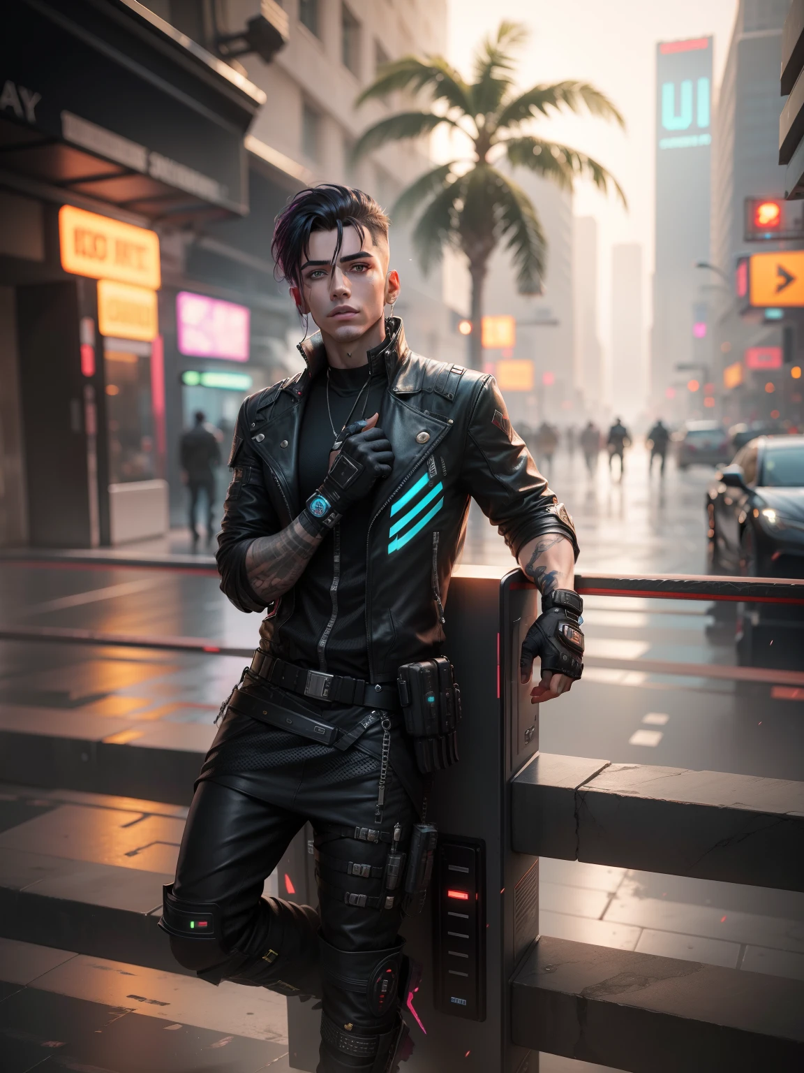 Change background cyberpunk handsome         boy,,8k,Ultra realistic