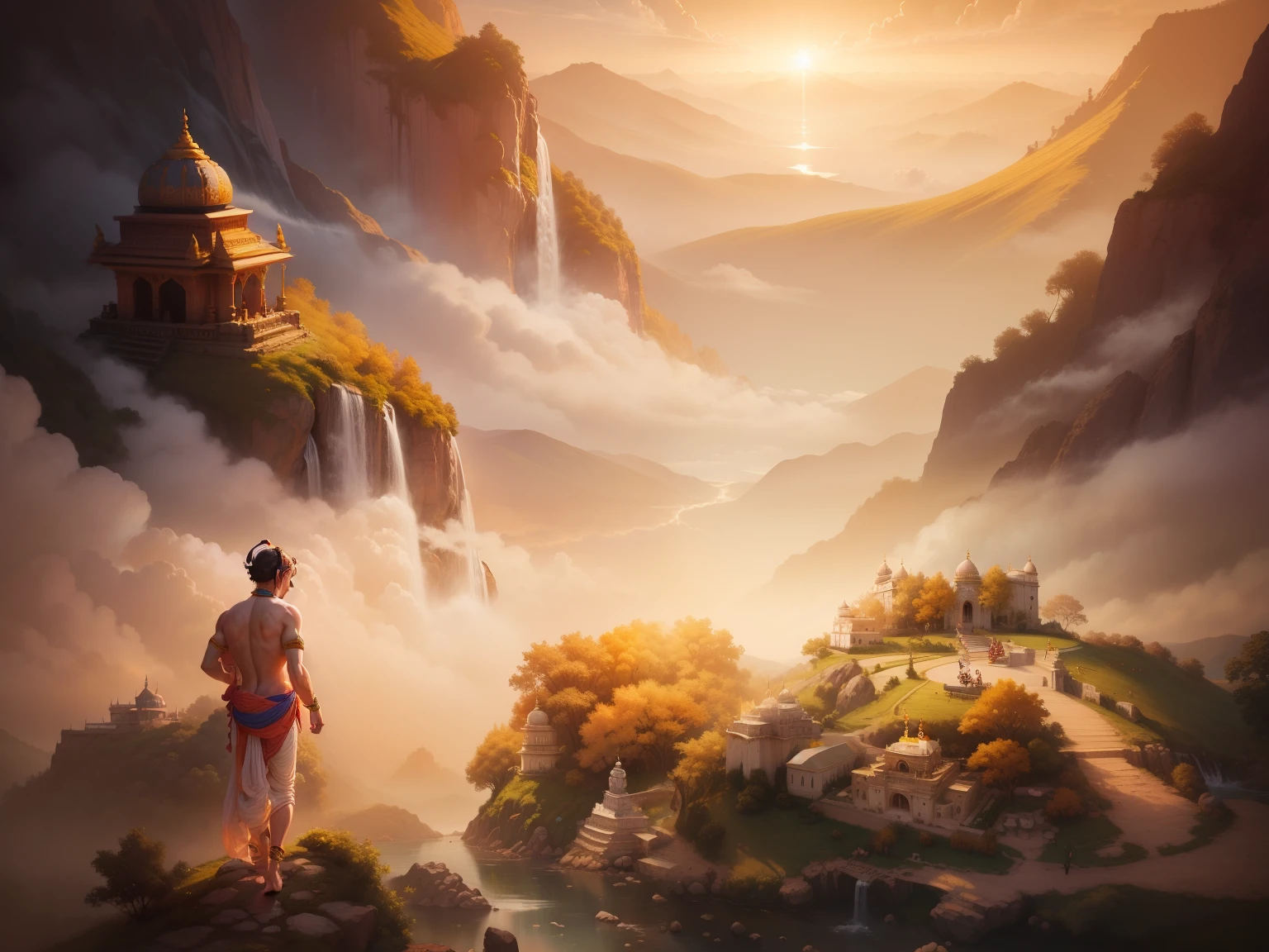 Change background vundavan theme shri krishna with flute gokulashtmi theme realistic