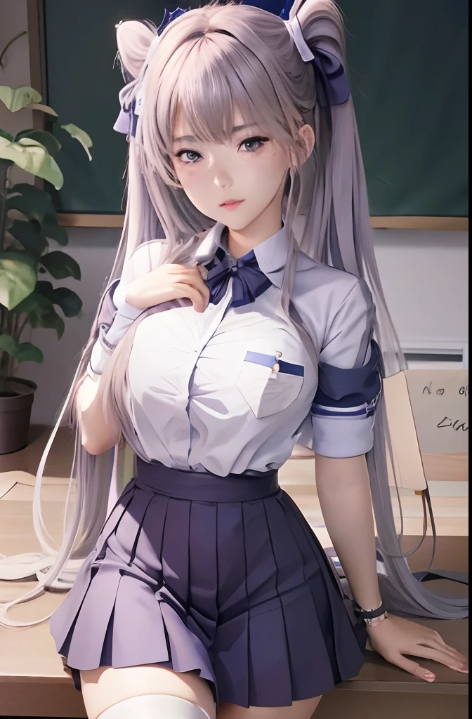 anime girl in a school uniform posing for a picture, a hyperrealistic schoolgirl, hyperrealistic schoolgirl, beautiful anime high school girl, realistic schoolgirl, cute anime waifu in a nice dress, seductive anime girl, realistic anime 3 d style, smooth anime cg art, attractive anime girl, an anime girl, anime visual of a cute girl, anime styled 3d, super realistic, hd