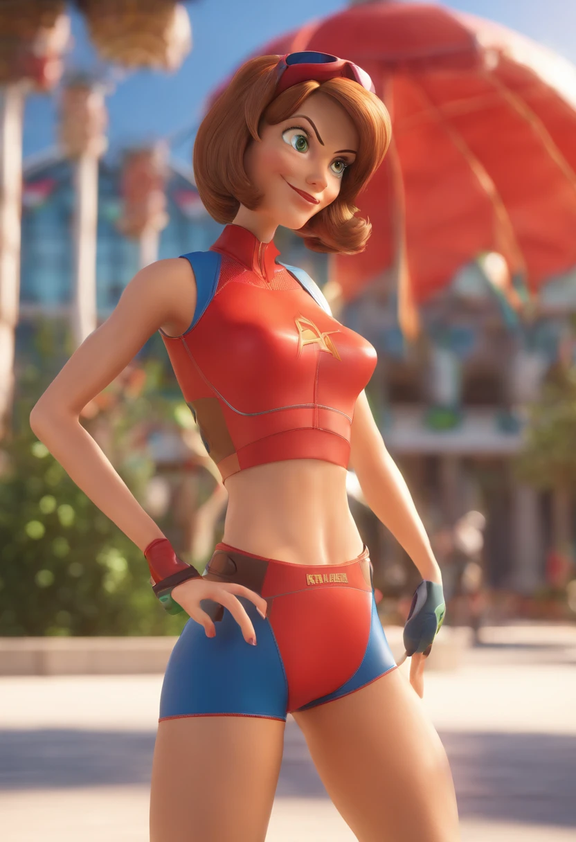 Helen Parr in competitive swimsuit