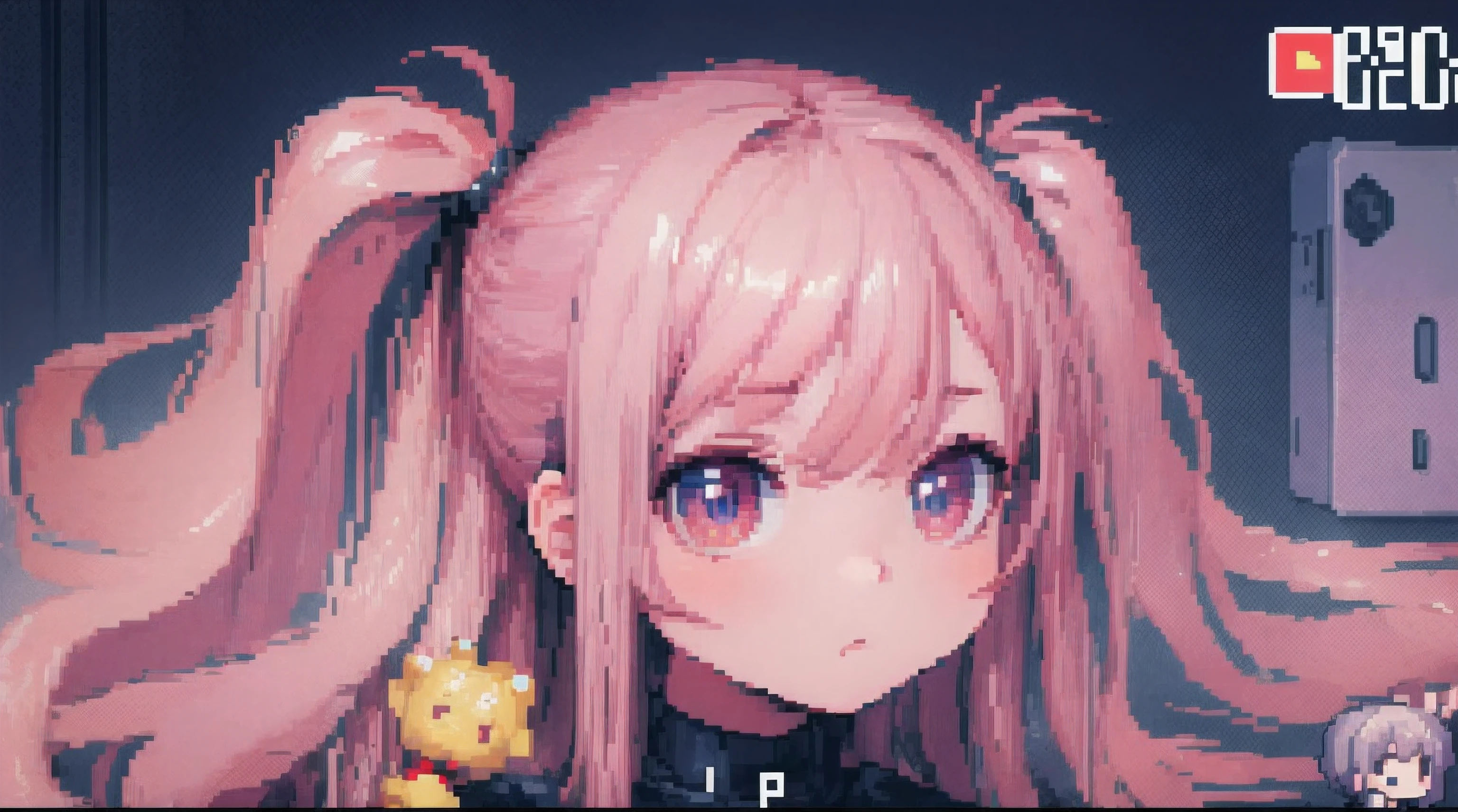 absurdres, highres,, 1girl, chibi, kawaii, pixel, pixelart, ((in style of pixelart))