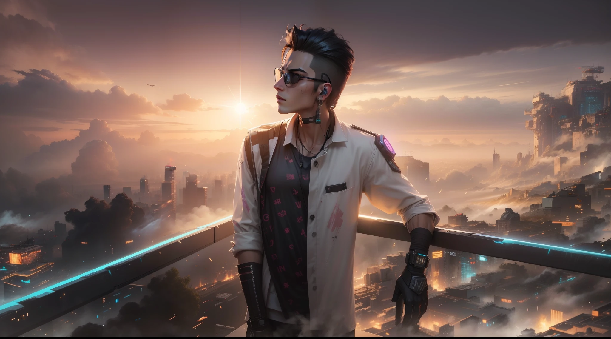 Change background Cyberpunk handsome boy, realistic face, 8k, ultra realistic