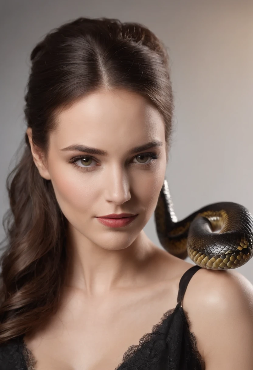WITH SHORT AND TIGHT BLACK CLOTHES, SHOVING A SNAKE INSIDE YOUR VAGINA