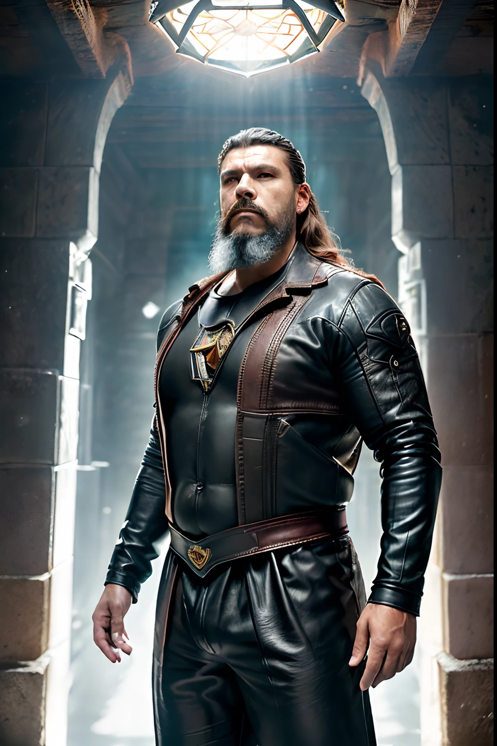 guttoepic2, (Professional 3D rendering:1.3) de (Realistic:1.3) Foto de arte mais bonita do mundo，Features soft, bright male heroes, ((Epic hero fantasy rough muscular man wet hero angry look long hair short beard WITH CROWN ON HEAD and fierce expression in dynamic pose, fantastic location, majestoso ambiente desordenado)), corpo inteiro 8k unidade render, action shot, poros da pele, very dark lighting, sombreamento pesado, circunstanciado, Rosto detalhado, (vibrante, fotogrdeia realista, Realistic, Dramatic, Escuro, foco nítido, 8k), (Old leather clothes damaged by bad weather:1.4), ((((Use peles)))), (intrincado:1.4), decadente, (altamente detalhado:1.4), pintura digital, rendering by octane, art stations, Conceito-Arte, liso, foco nítido, illustration, germe da arte, (Loish:0.23), Wlop Ilya Kuvshinov, e Greg Rutkowski e Alphonse Mucha Gracias, (global ilumination, studiolight, Light Volumetric), chuva forte, floating particles, patife, fantasia, Onze, corpo inteiroesbian, ((Fundo escuro e antigo da cidade:1.3)),CGSesociedade,art stations