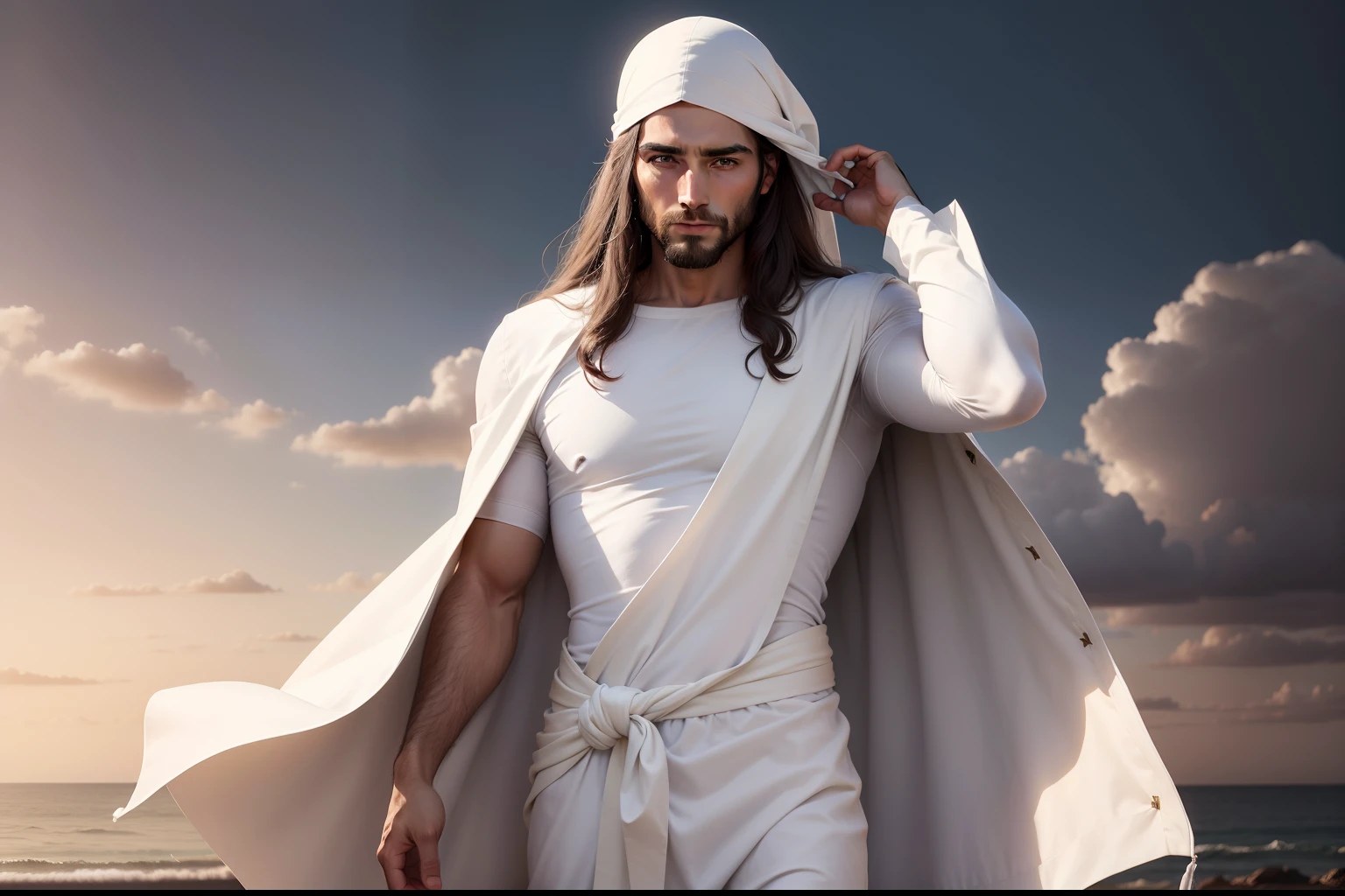 Help me make an image of ancient Jesus Christ with his royal sacred heart