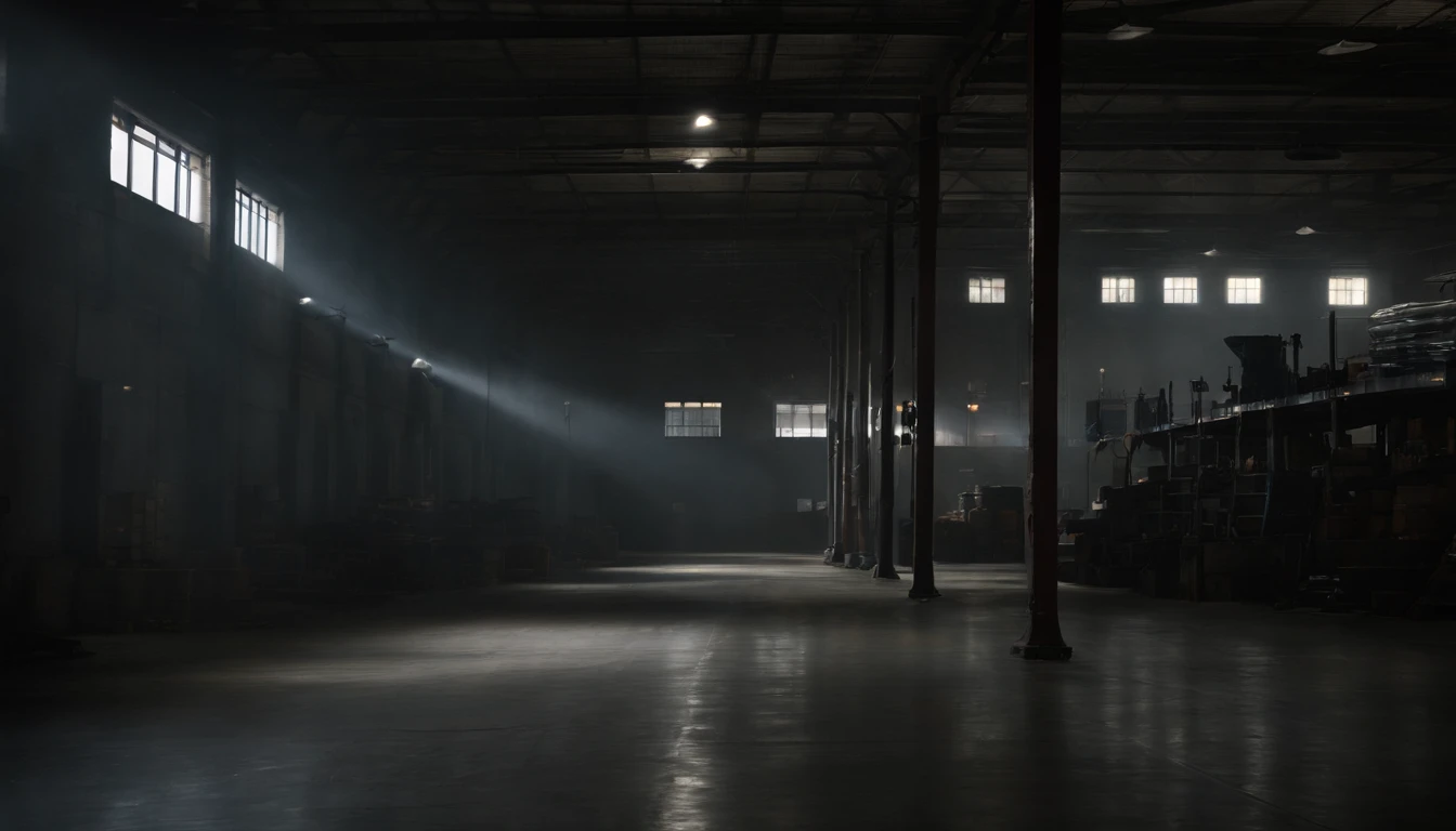 there is a dark parking garage, grey warehouse background, [[empty warehouse]] background, floor fog, light shafts and foggy atmosphere, dark industrial atmosphere, dark warehouse, mist and smoke, volumetric light fog, smoke filled room, volumetric lighting and fog, in a dark warehouse, volumetric fog and lighting