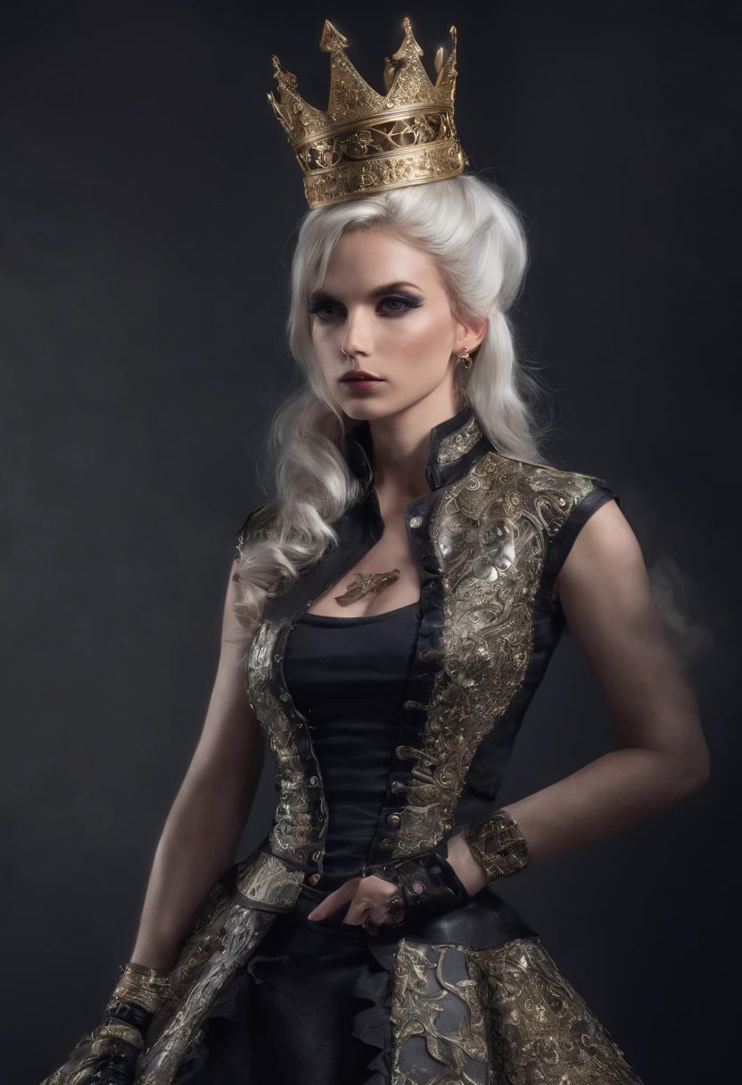 a princess the royal highness of badassery with a fierce wild side to her, adoring her personality with a punkrock rebel deminor out of control attire performing infront of a energetic crowd her resolve